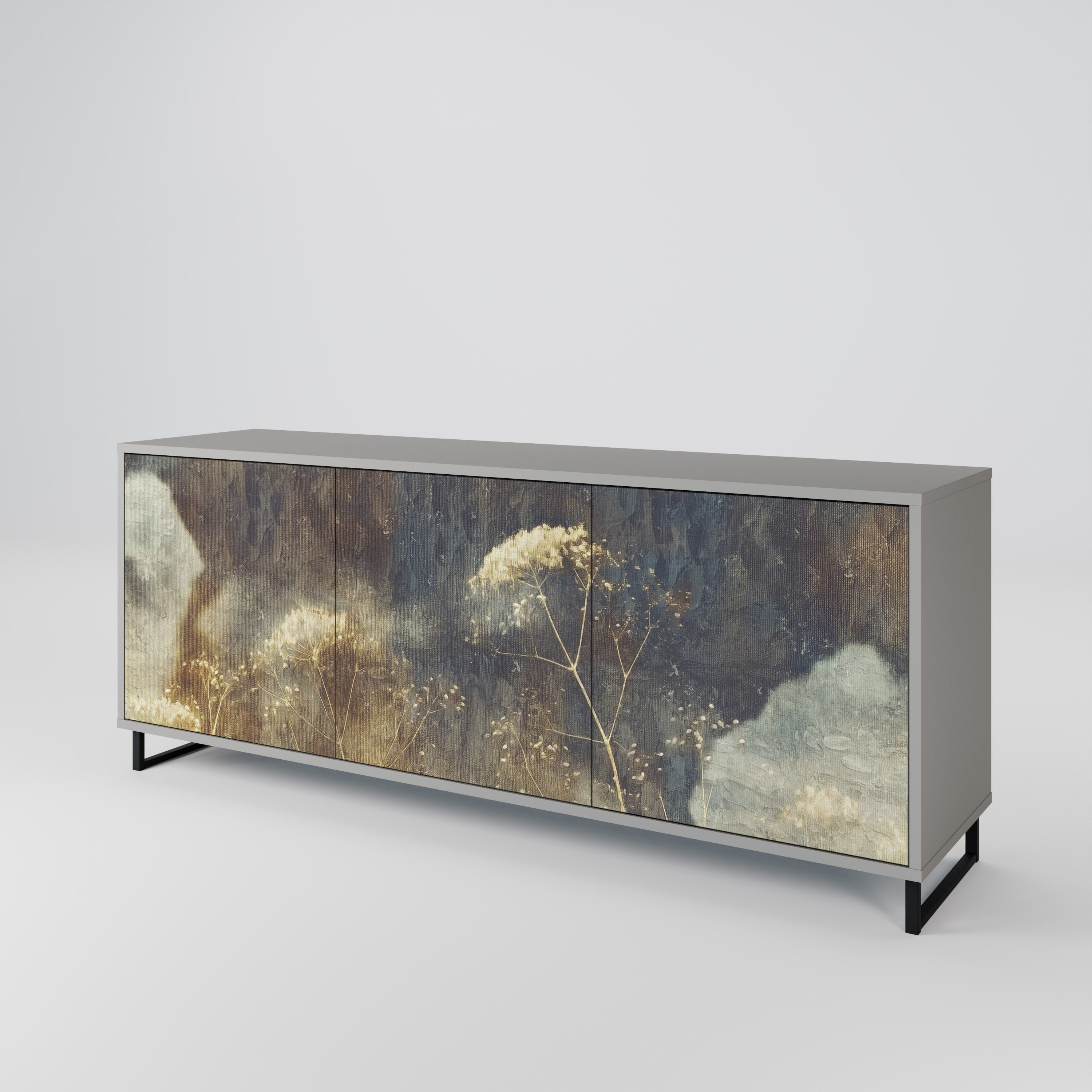 GENTLE POWER Aparador de 3 Portas em Acabamento Cinzento