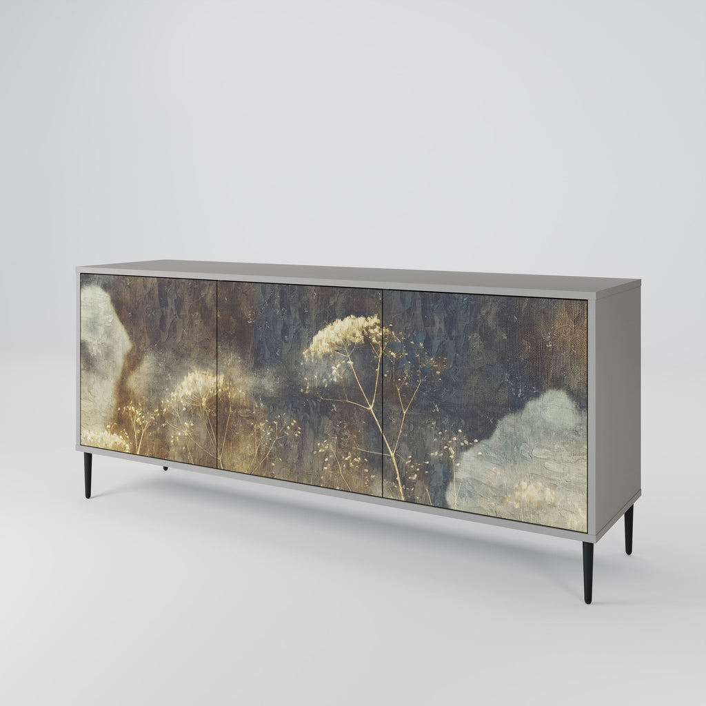 GENTLE POWER Aparador de 3 Portas em Acabamento Cinzento