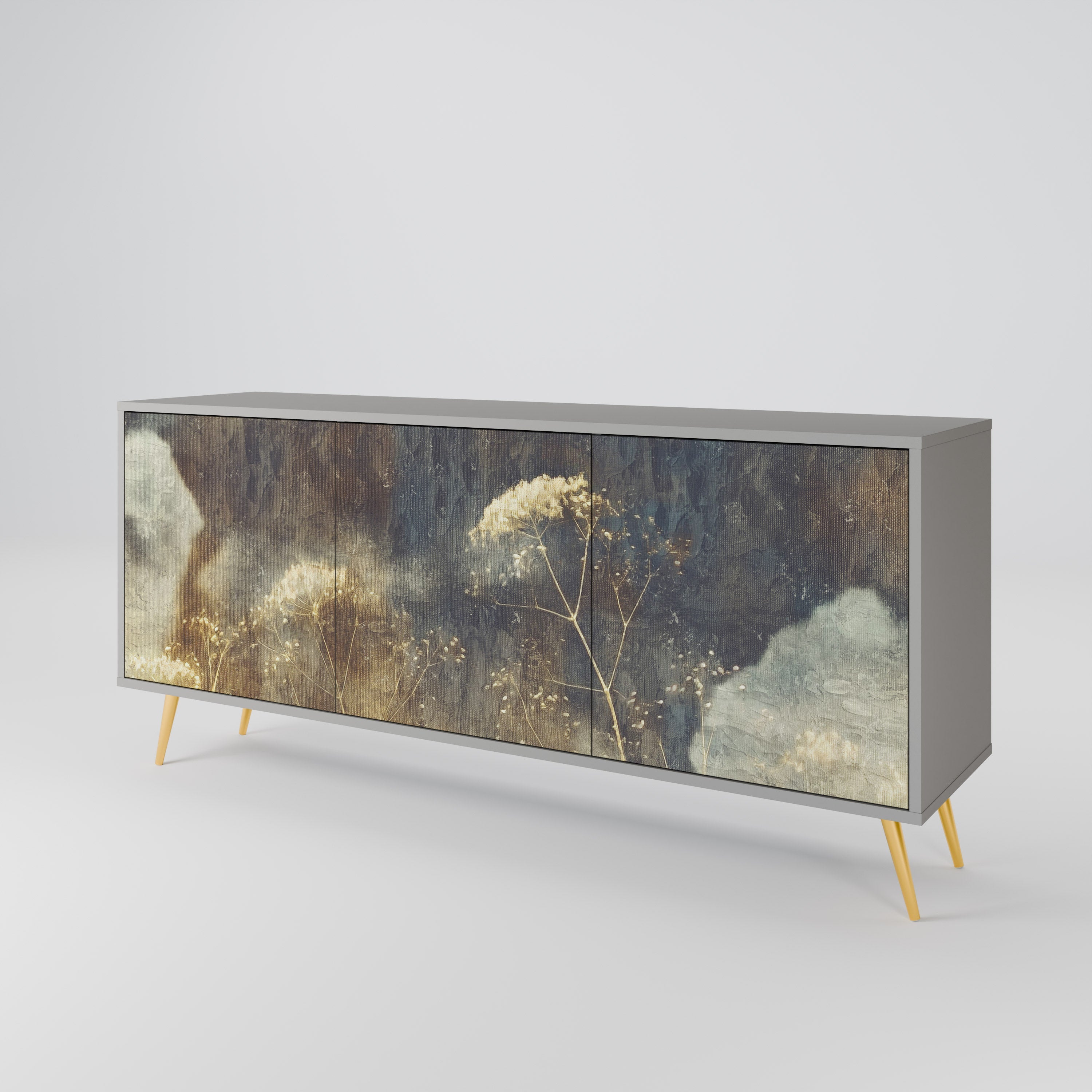 GENTLE POWER Aparador de 3 Portas em Acabamento Cinzento