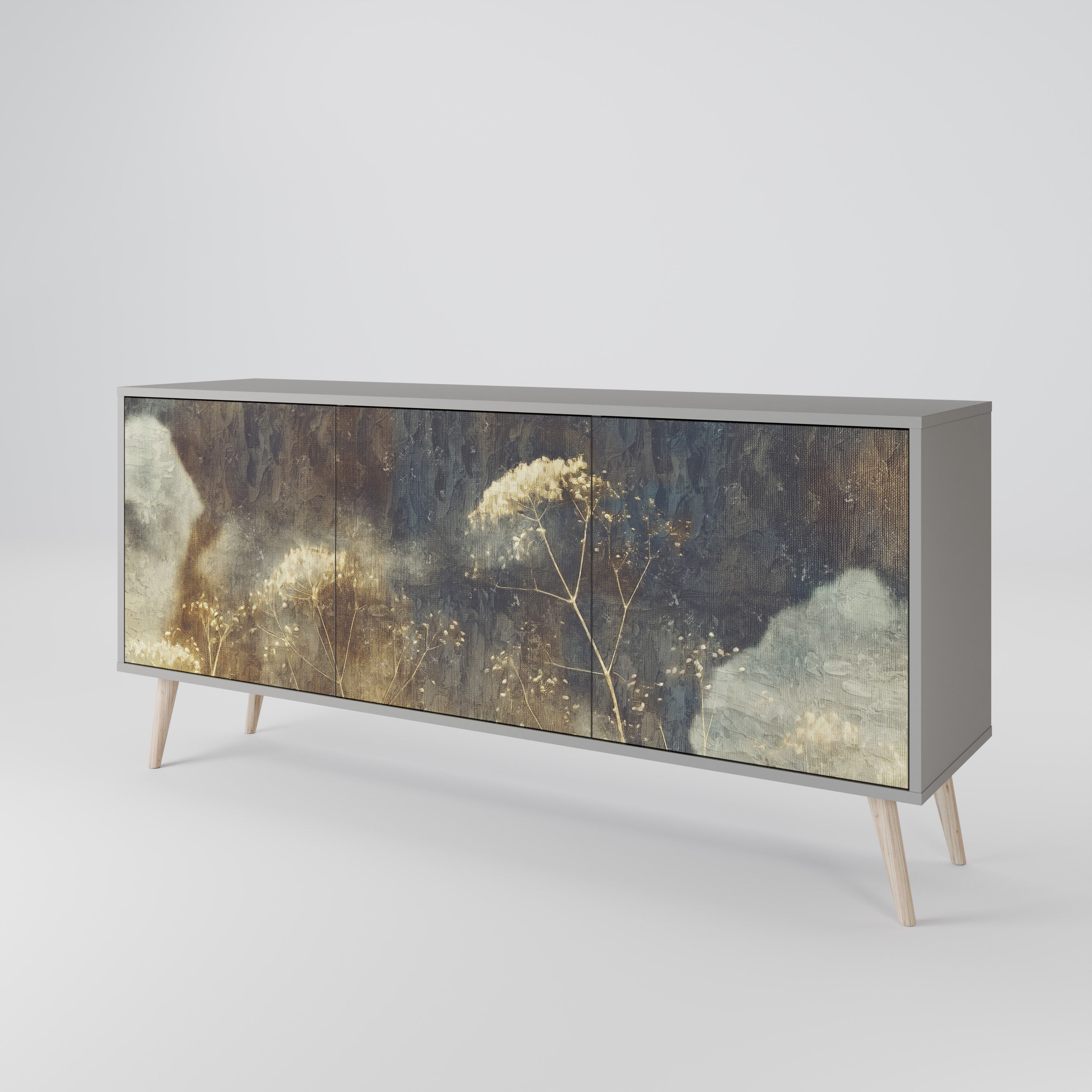 GENTLE POWER Aparador de 3 Portas em Acabamento Cinzento