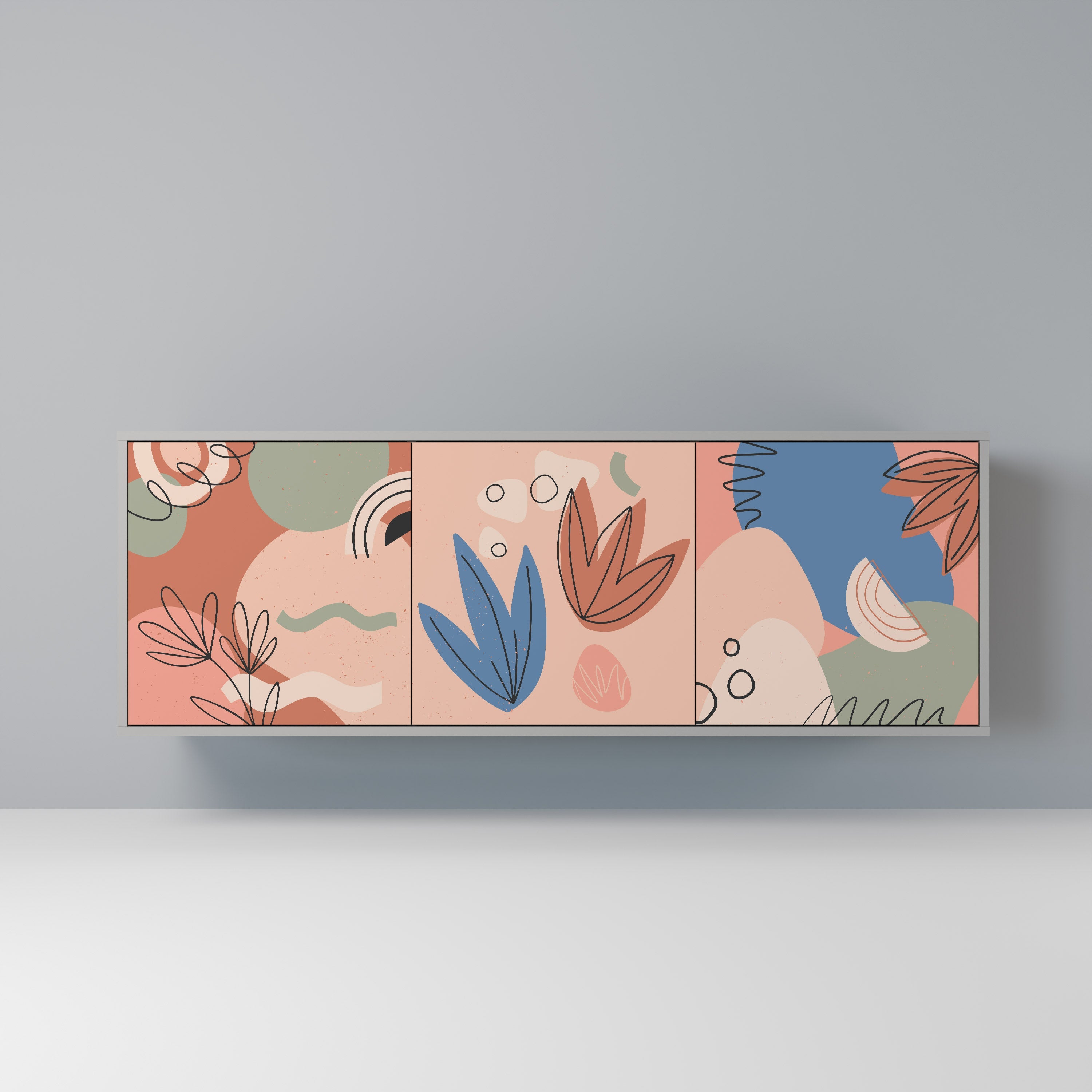 PASTEL DESTINY Aparador de 3 Portas em Acabamento Cinzento