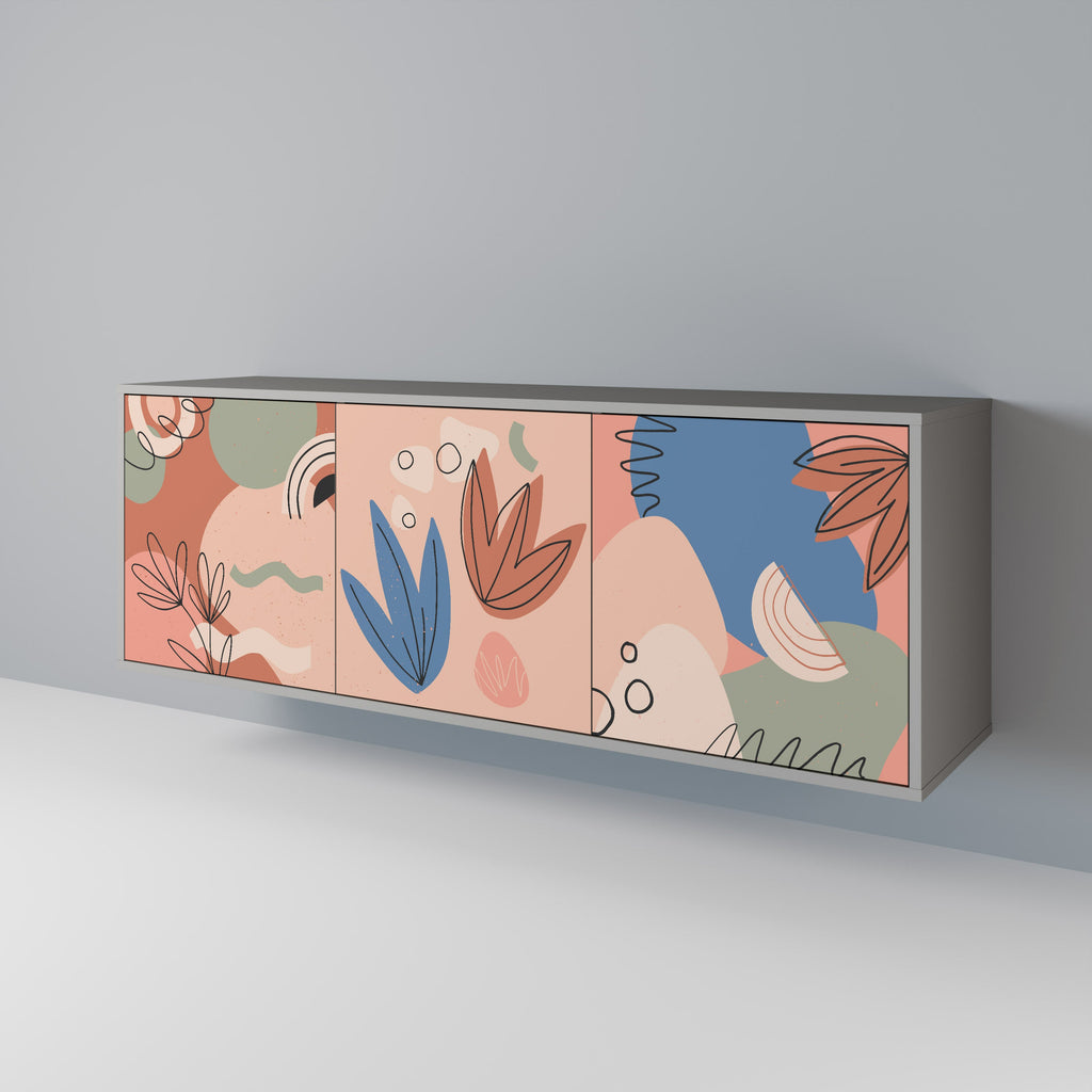 PASTEL DESTINY Aparador de 3 Portas em Acabamento Cinzento