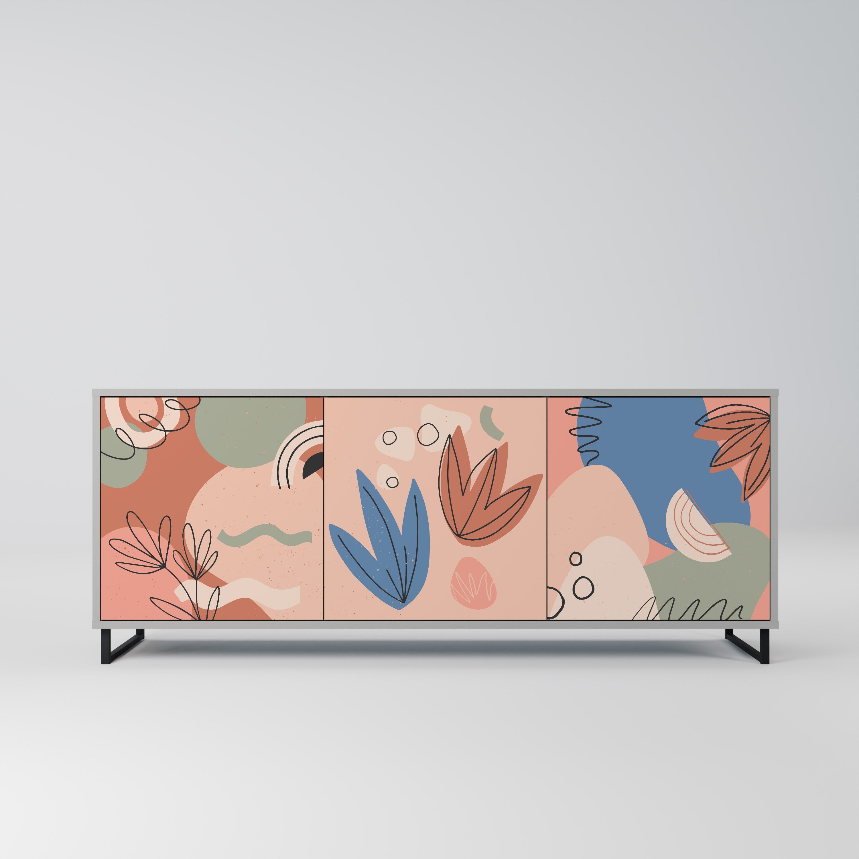 PASTEL DESTINY Aparador de 3 Portas em Acabamento Cinzento