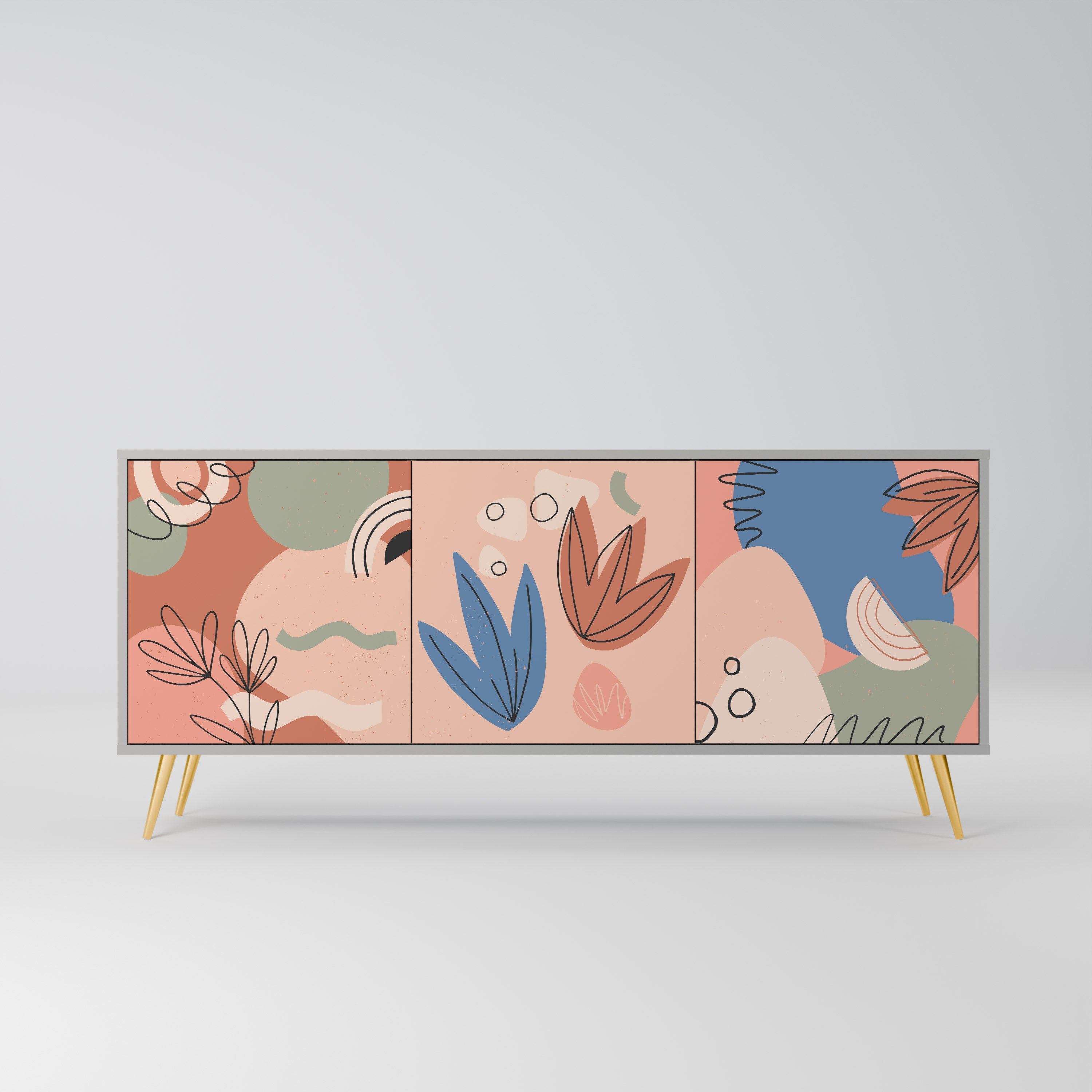 PASTEL DESTINY Aparador de 3 Portas em Acabamento Cinzento