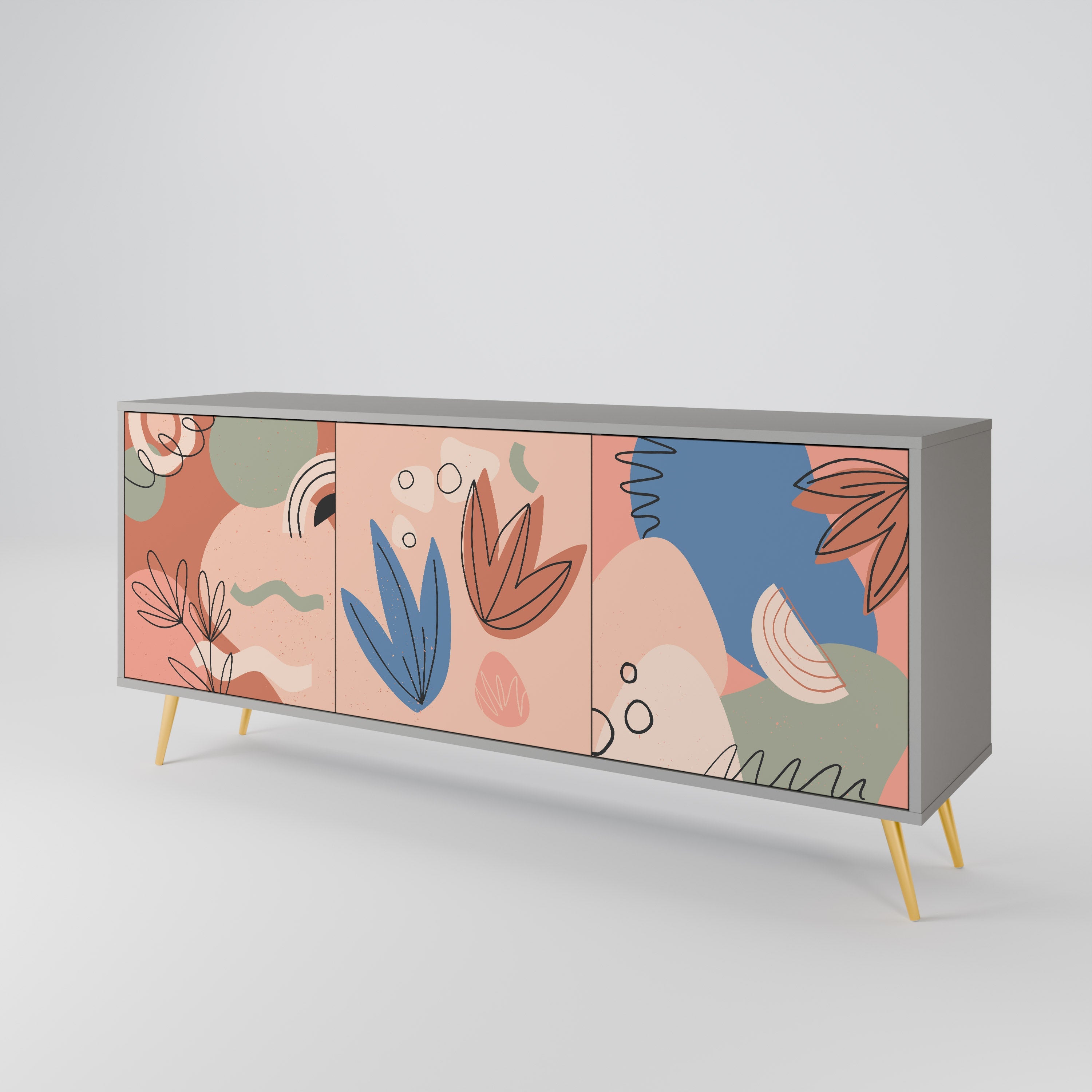 PASTEL DESTINY Aparador de 3 Portas em Acabamento Cinzento