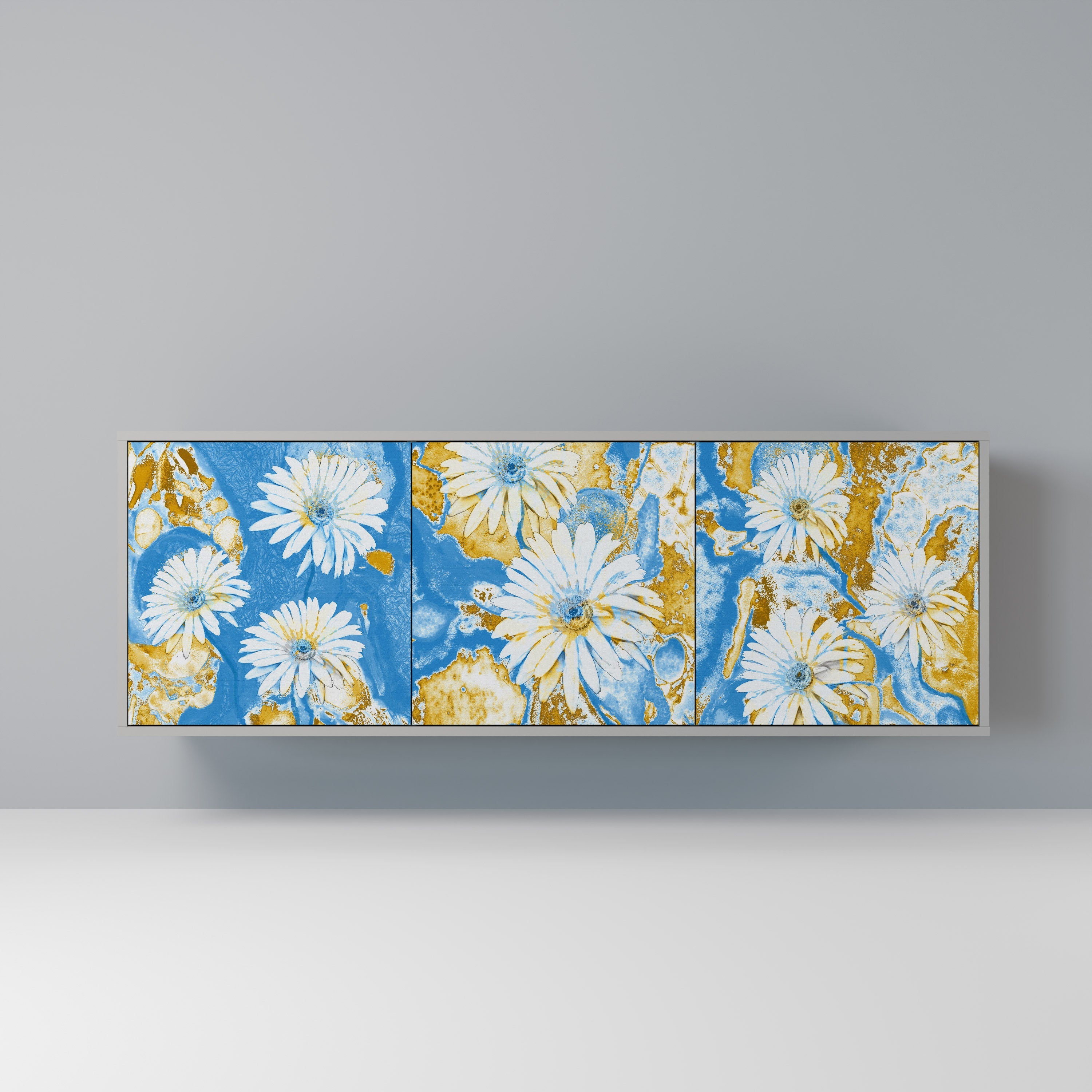 DAISY LUXE Aparador de 3 Portas em Acabamento Cinzento