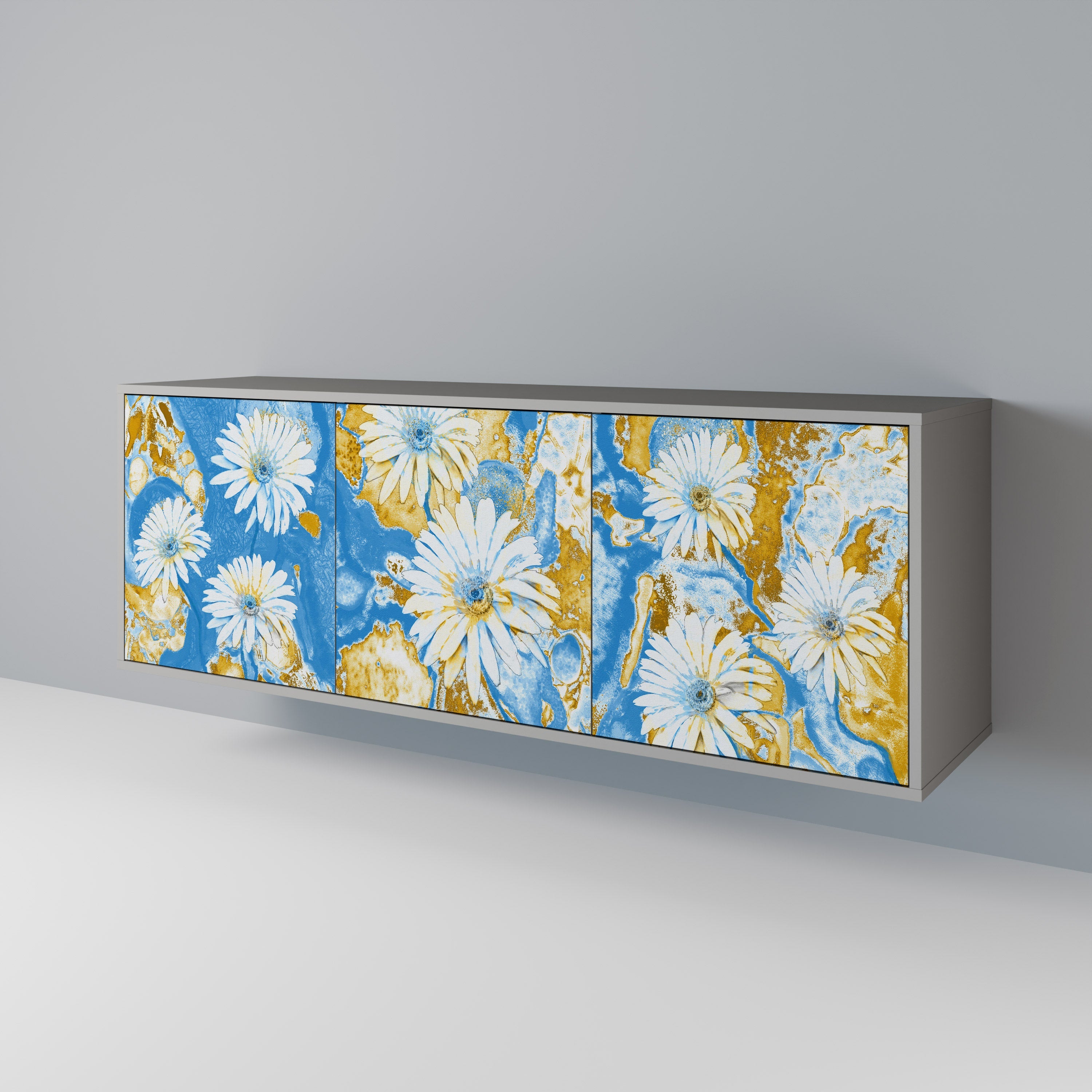 DAISY LUXE 3-Door Sideboard in Grey Finish