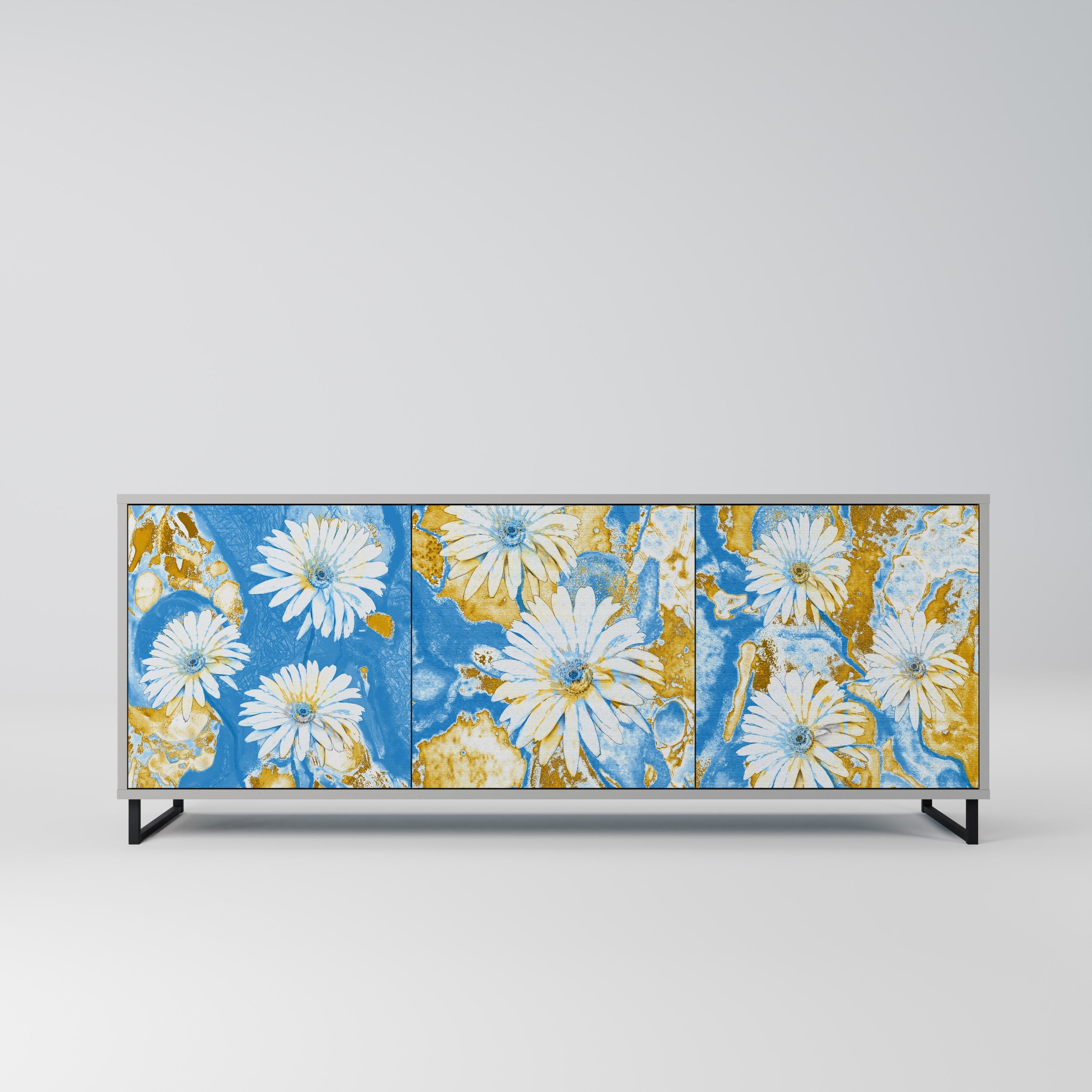 DAISY LUXE Aparador de 3 Portas em Acabamento Cinzento