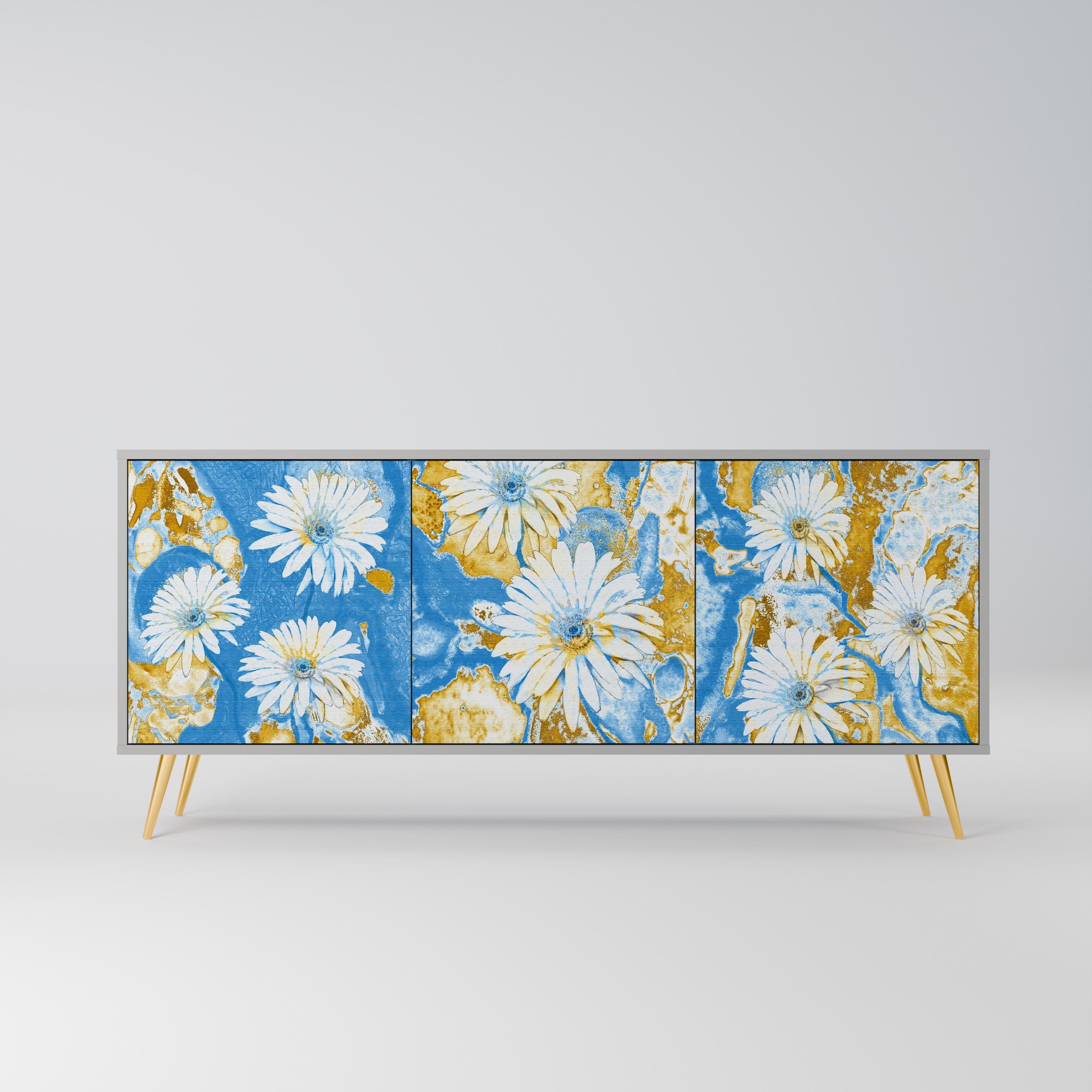 DAISY LUXE Aparador de 3 Portas em Acabamento Cinzento