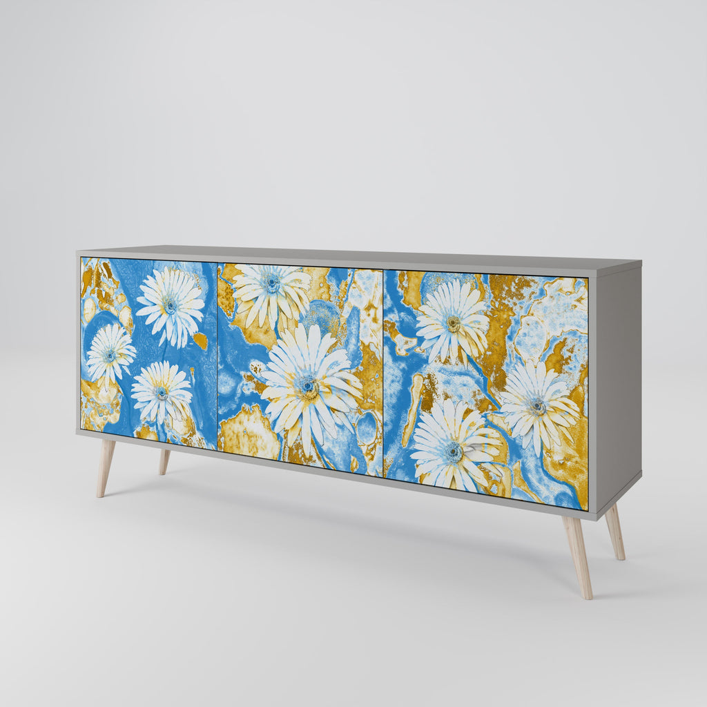 DAISY LUXE 3-Door Sideboard in Grey Finish