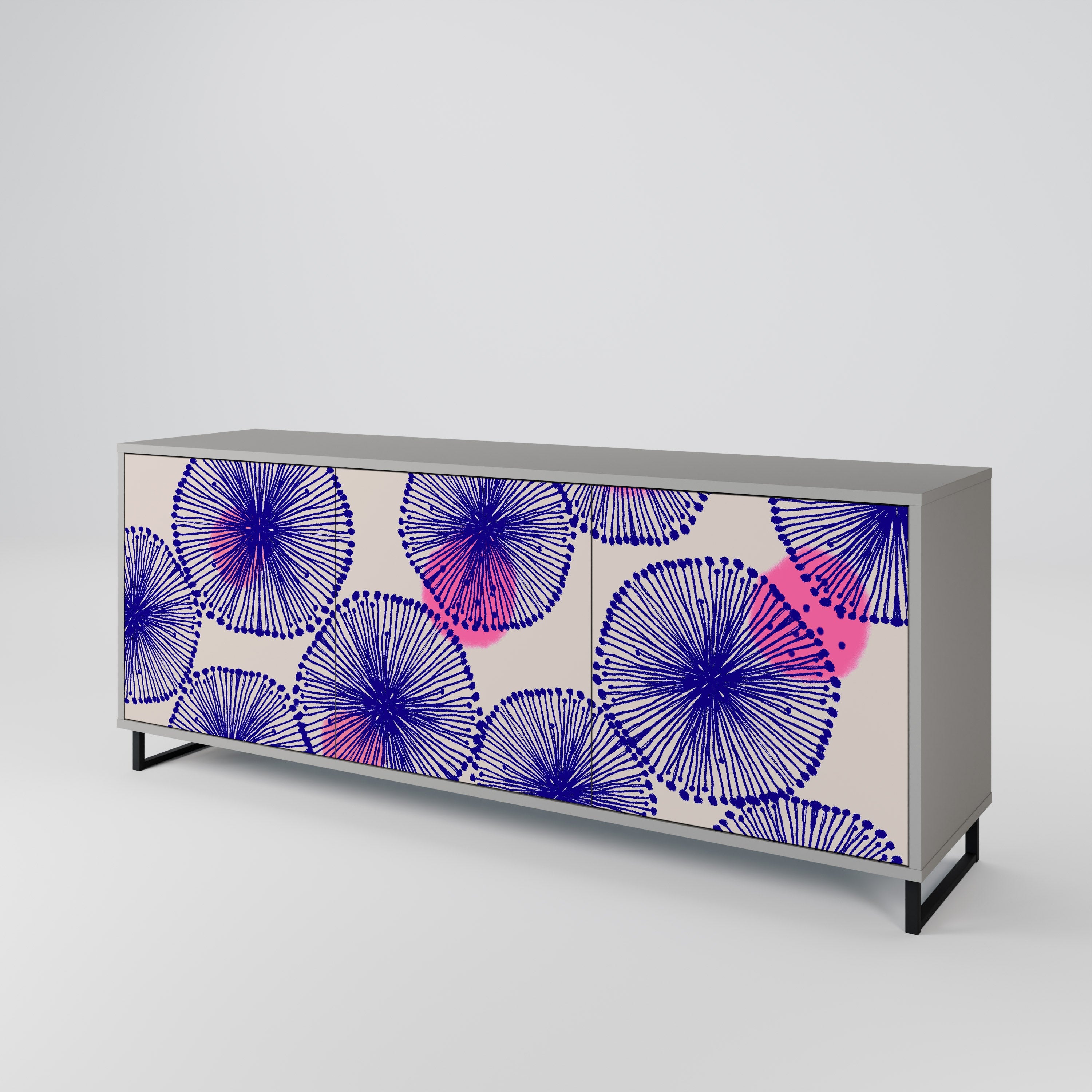 MAGIC NATURE Aparador de 3 Portas em Acabamento Cinzento