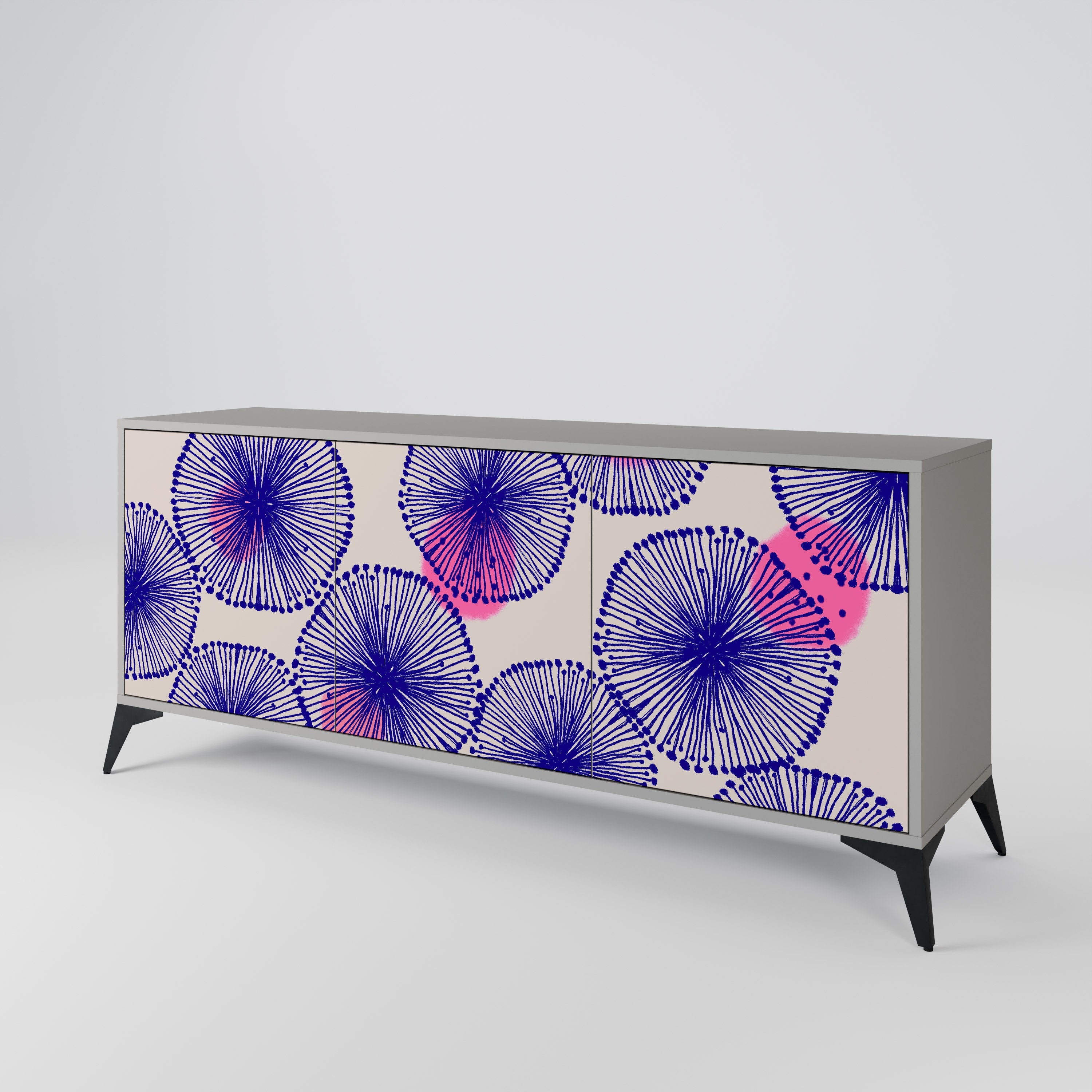 MAGIC NATURE Aparador de 3 Portas em Acabamento Cinzento