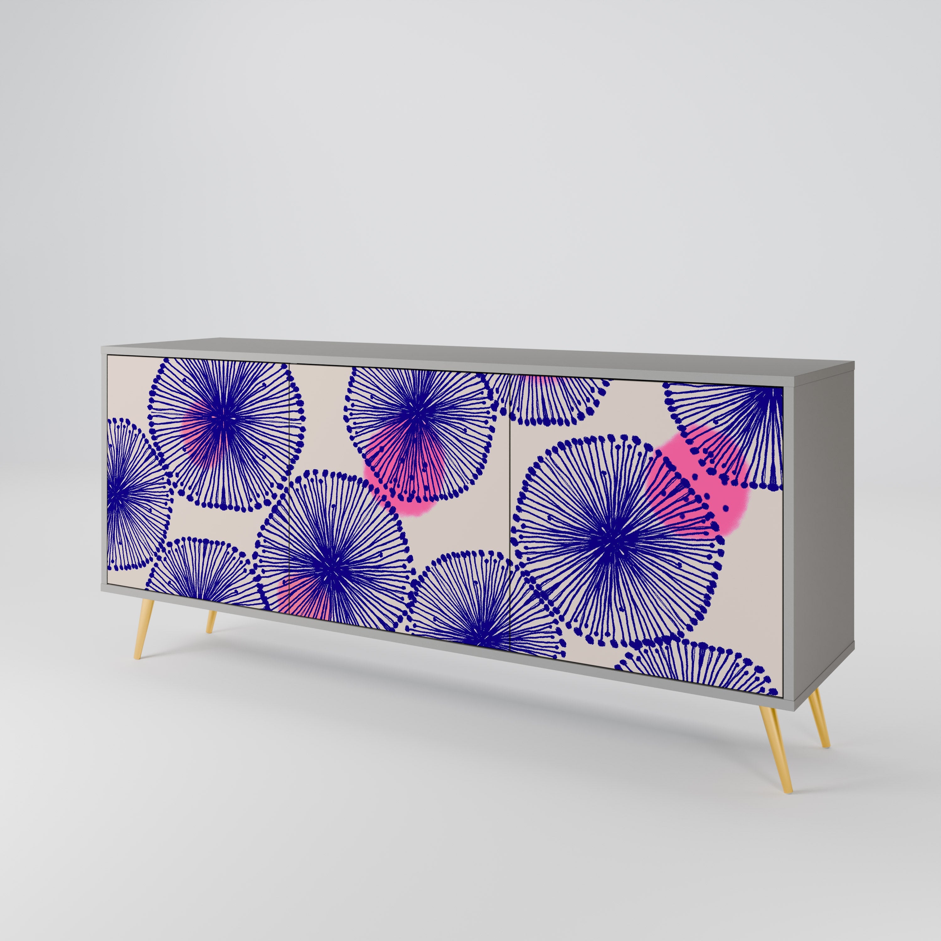 MAGIC NATURE Aparador de 3 Portas em Acabamento Cinzento