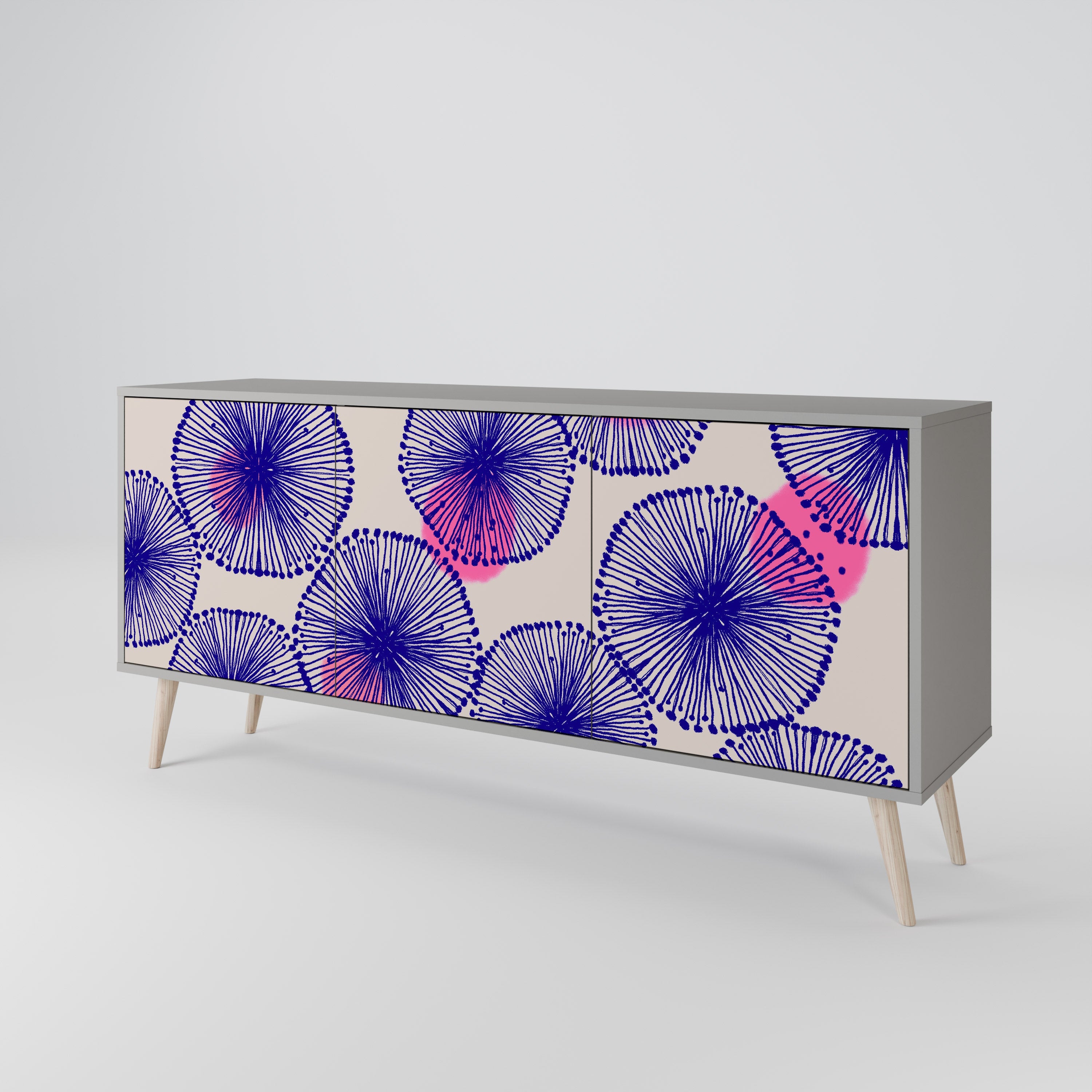 MAGIC NATURE Aparador de 3 Portas em Acabamento Cinzento