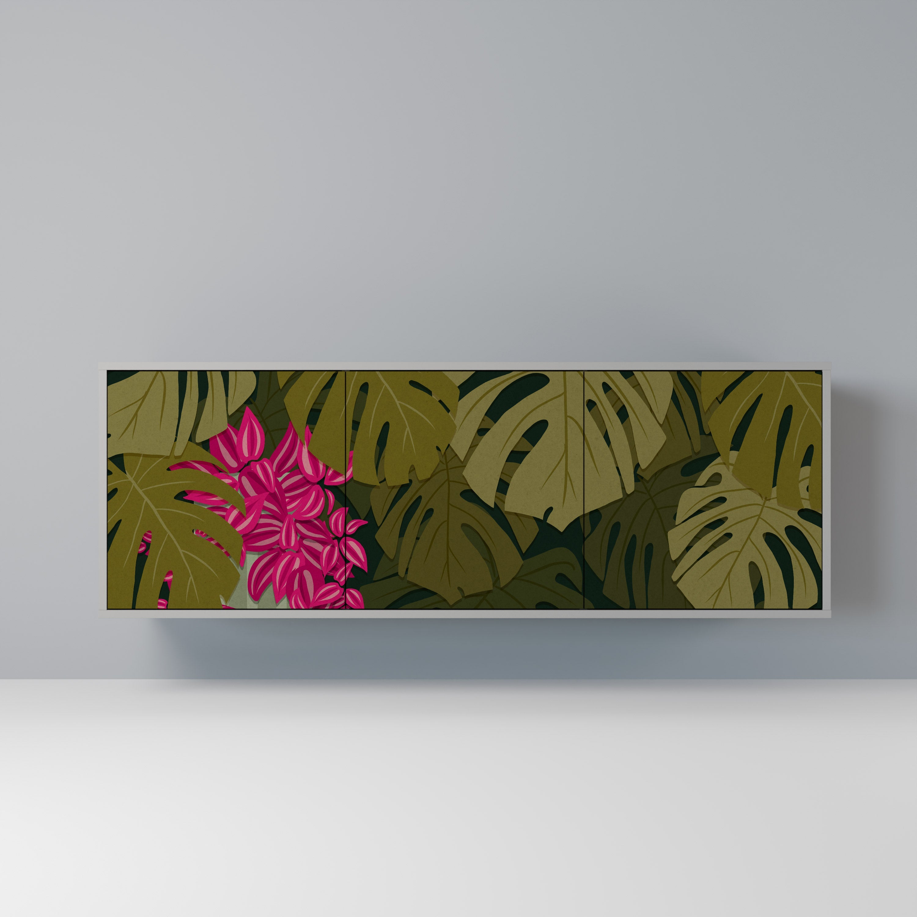 TROPICAL BEAUTY Aparador de 3 Portas em Acabamento Cinzento