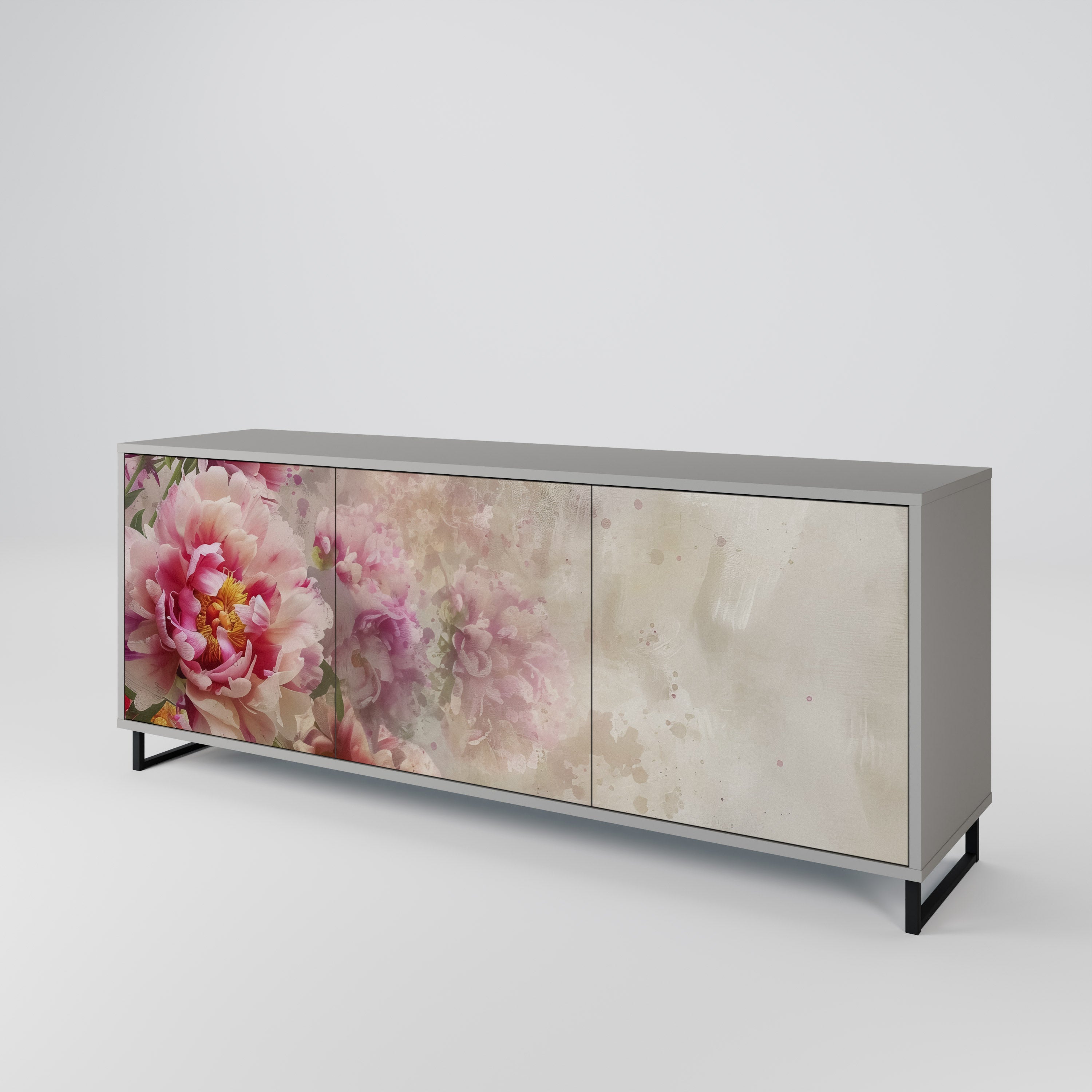 PEONY WHISPER 3-Door Sideboard in Grey Finish