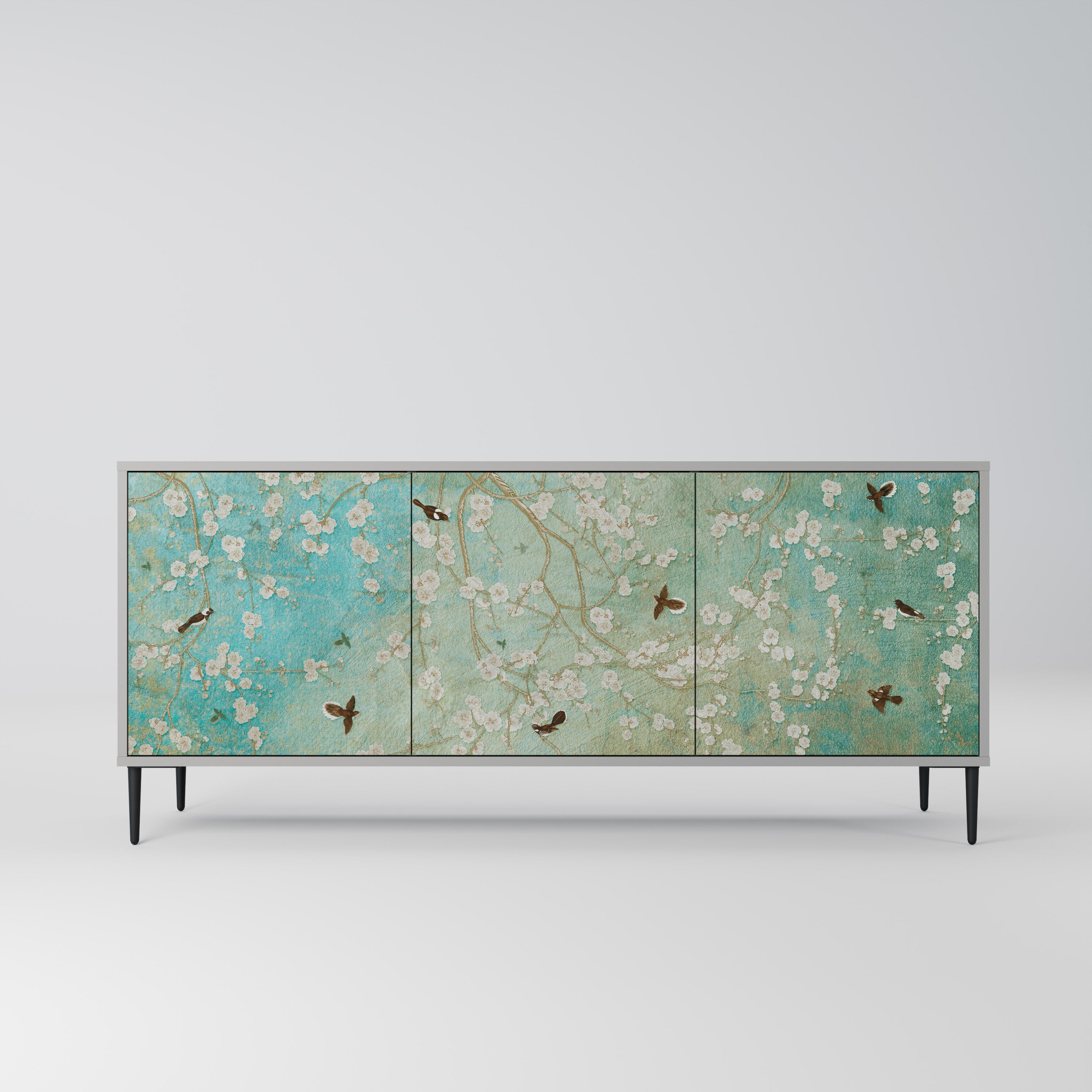 BLOOMING CHARM Aparador de 3 Portas em Acabamento Cinzento