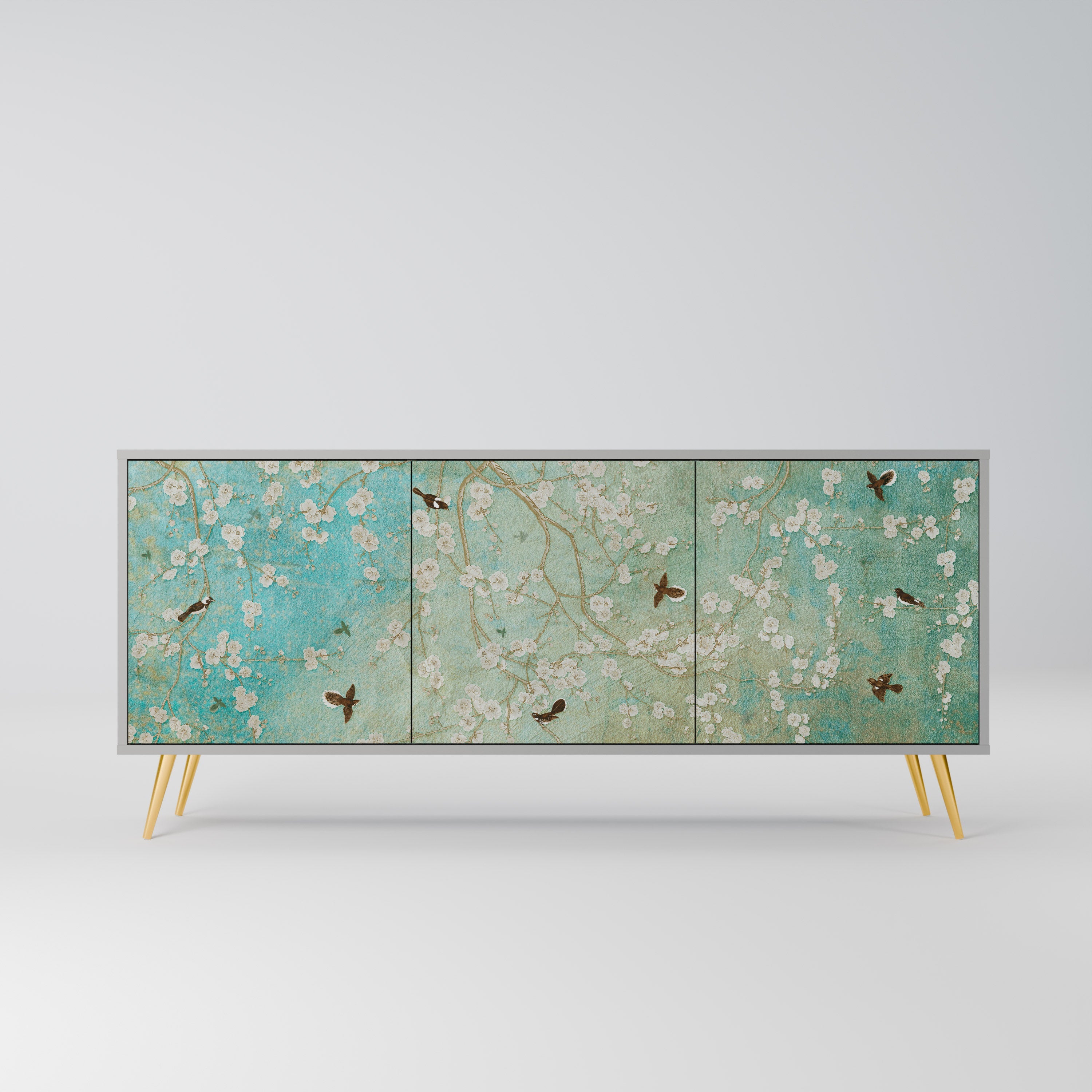 BLOOMING CHARM Aparador de 3 Portas em Acabamento Cinzento