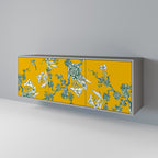 YELLOW CHINOISERIE Aparador de 3 Portas em Acabamento Cinzento