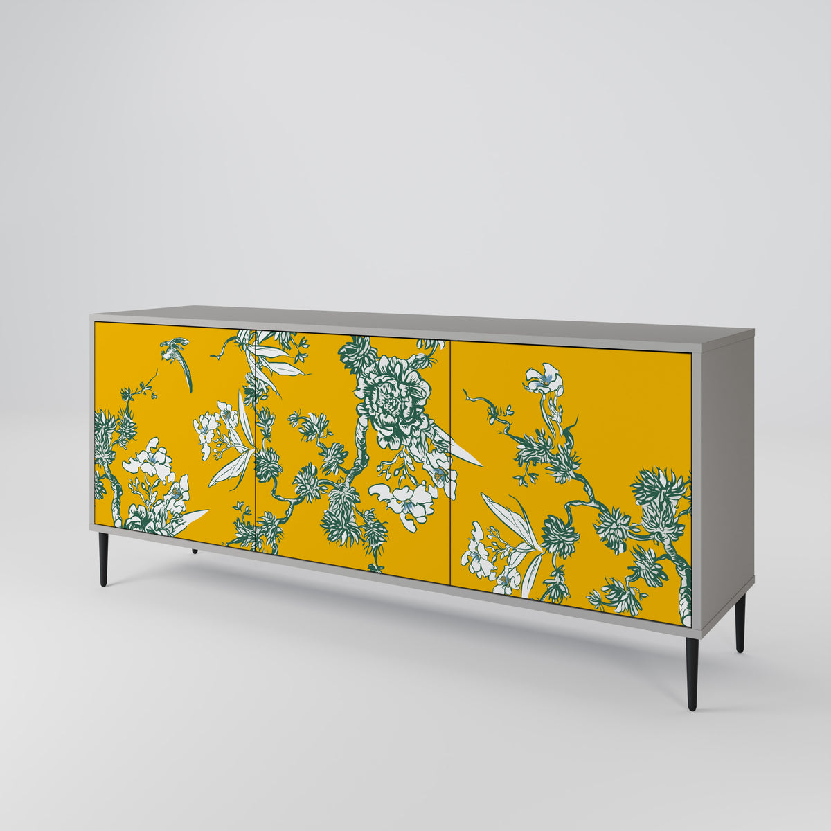 YELLOW CHINOISERIE 3-Door Sideboard