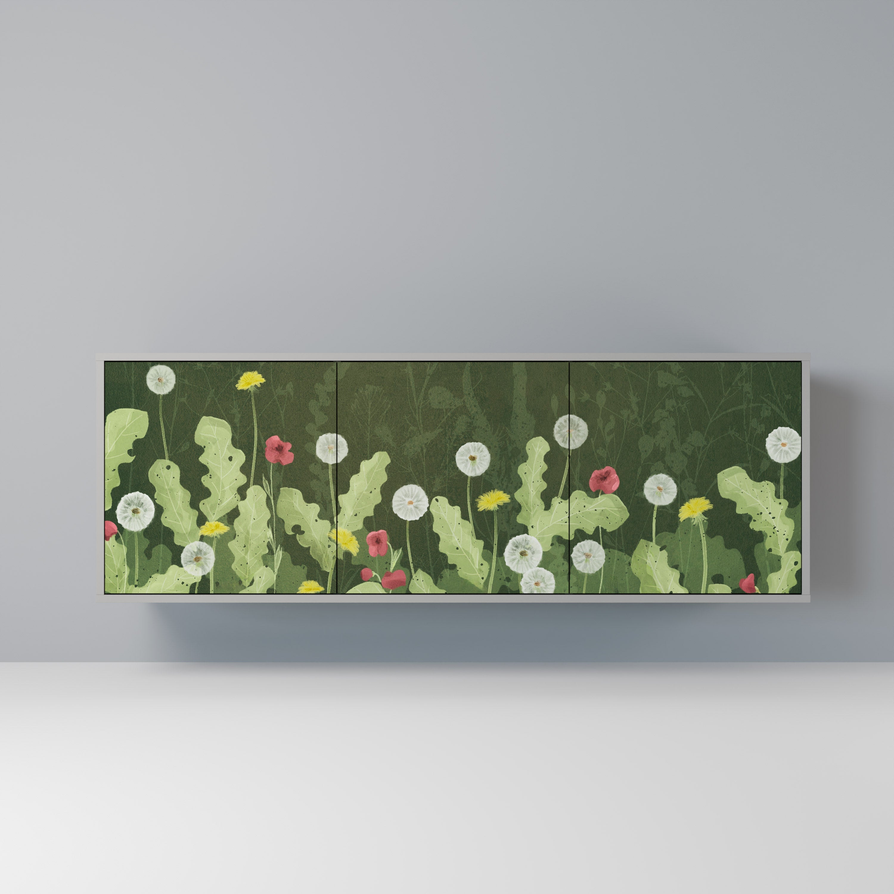 DANDELION AMUSE Aparador de 3 Portas em Acabamento Cinzento