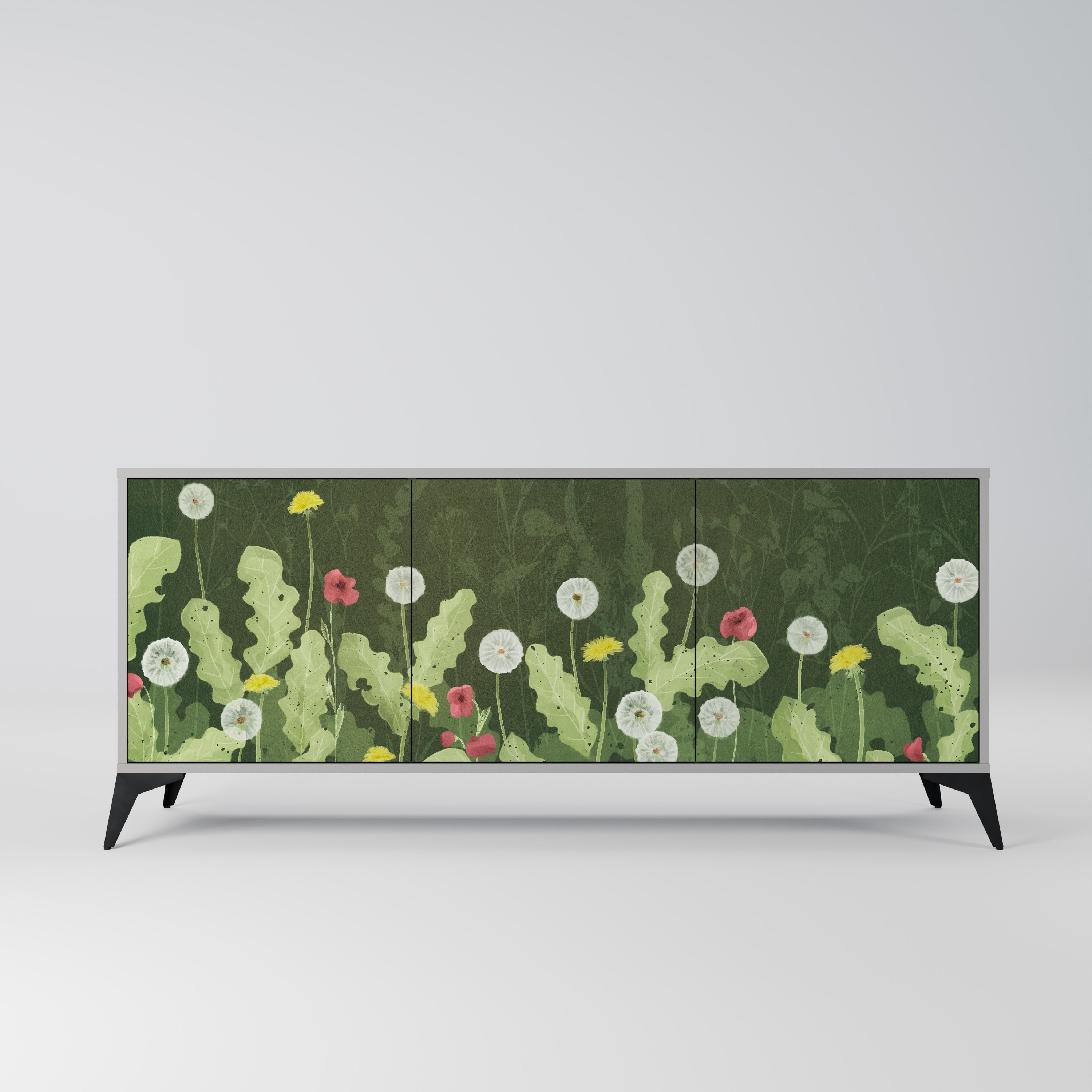 DANDELION AMUSE Aparador de 3 Portas em Acabamento Cinzento