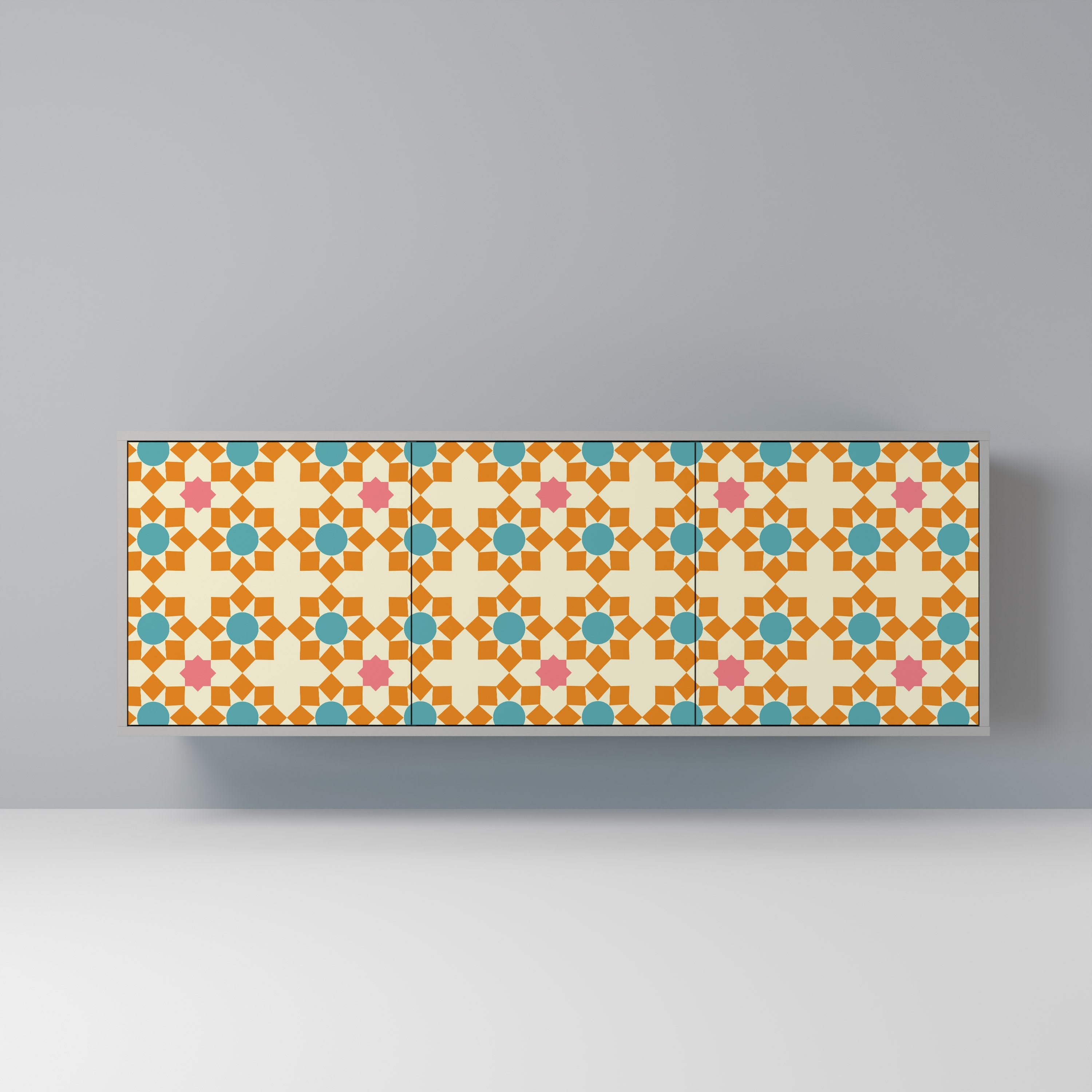 FLORAL DECOR Aparador de 3 Portas em Acabamento Cinzento