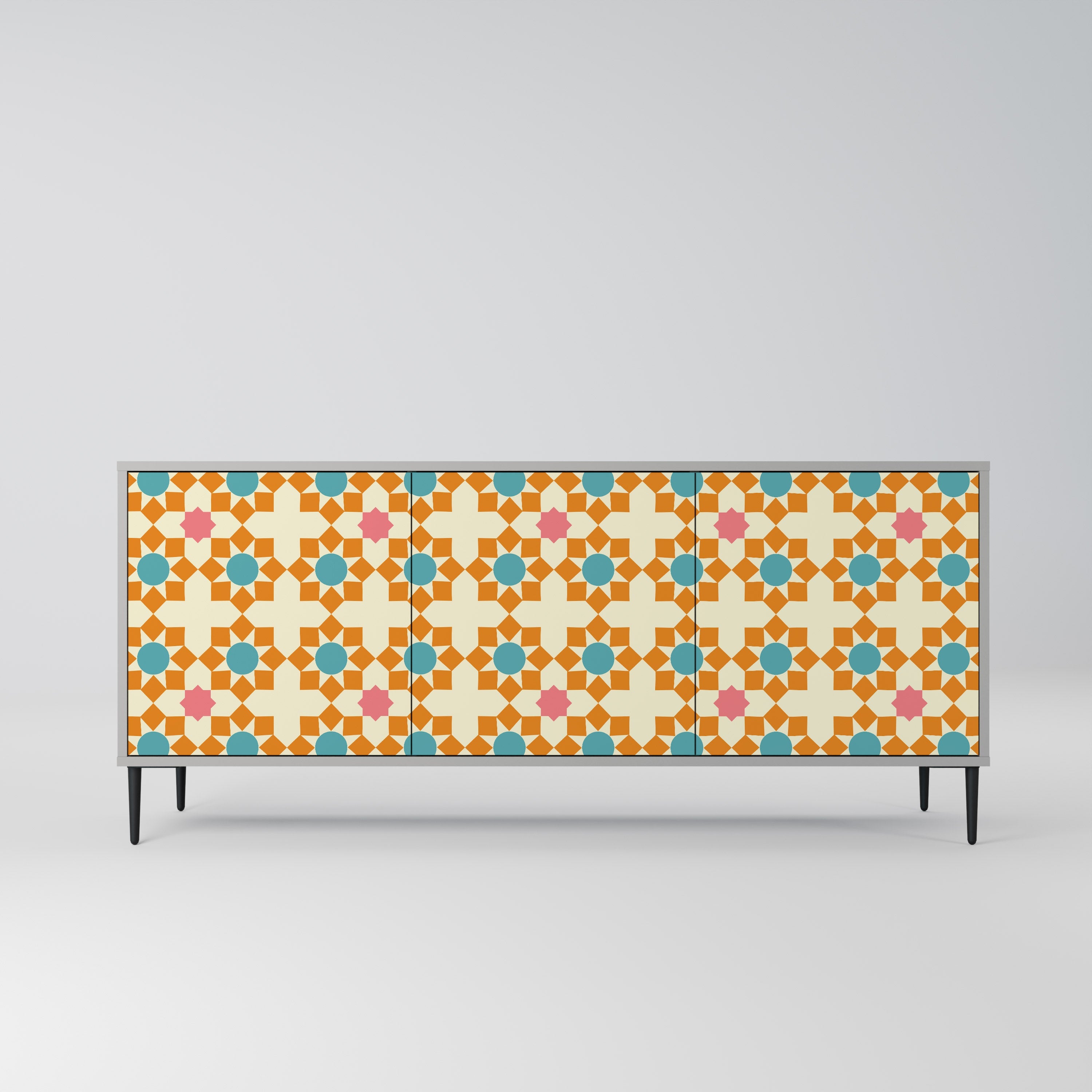 FLORAL DECOR Aparador de 3 Portas em Acabamento Cinzento