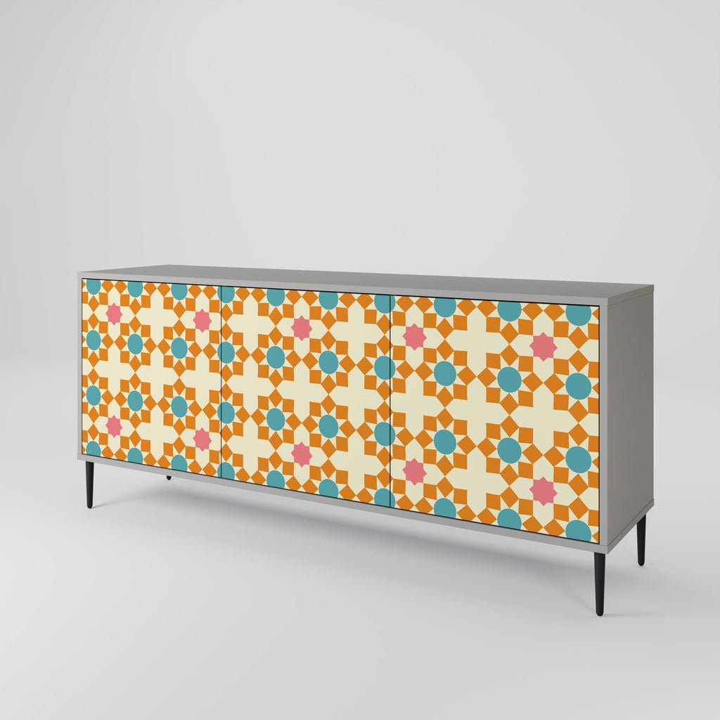 FLORAL DECOR 3-Door Sideboard in Grey Finish