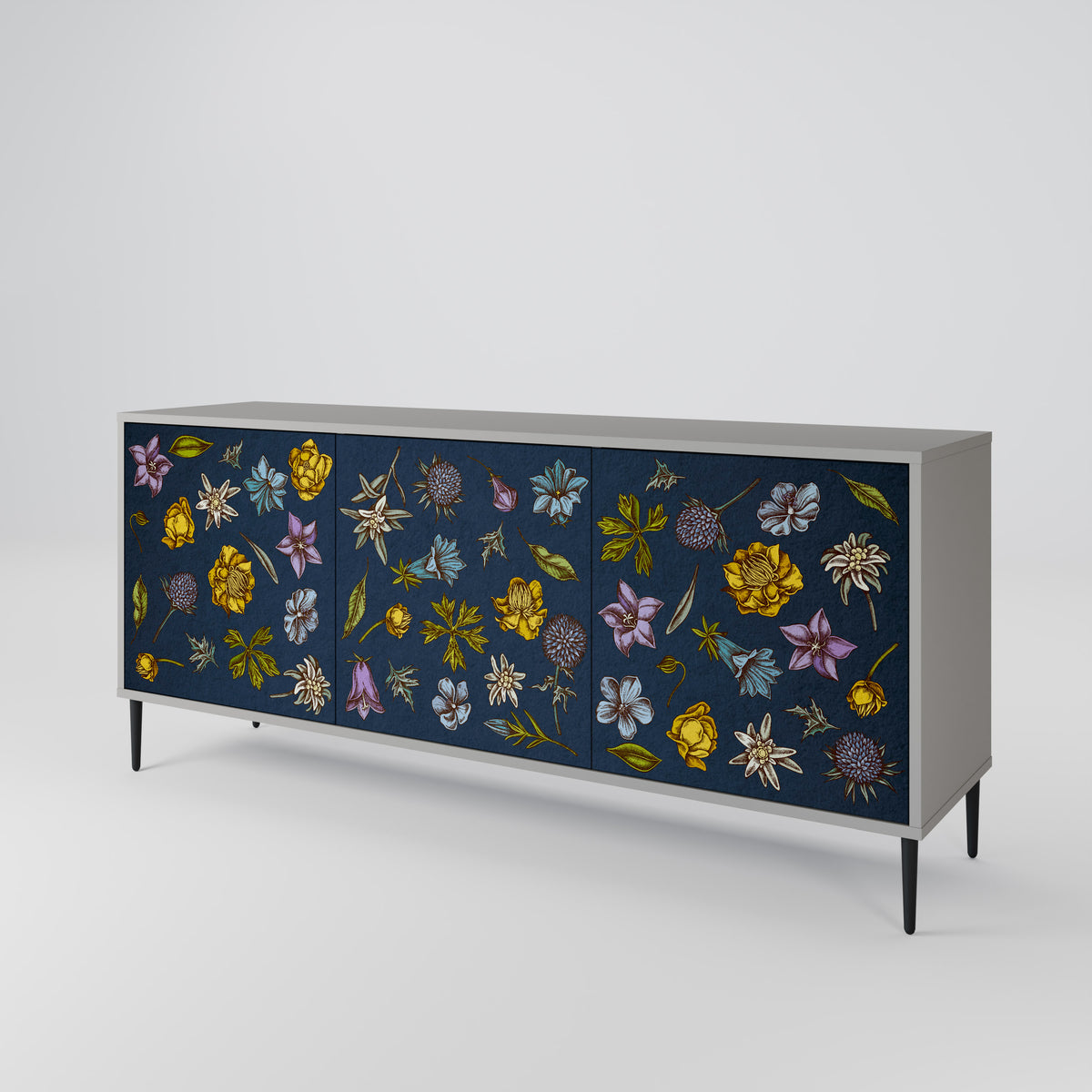 FLOWERS ON NAVY BLUE Aparador de 3 Portas
