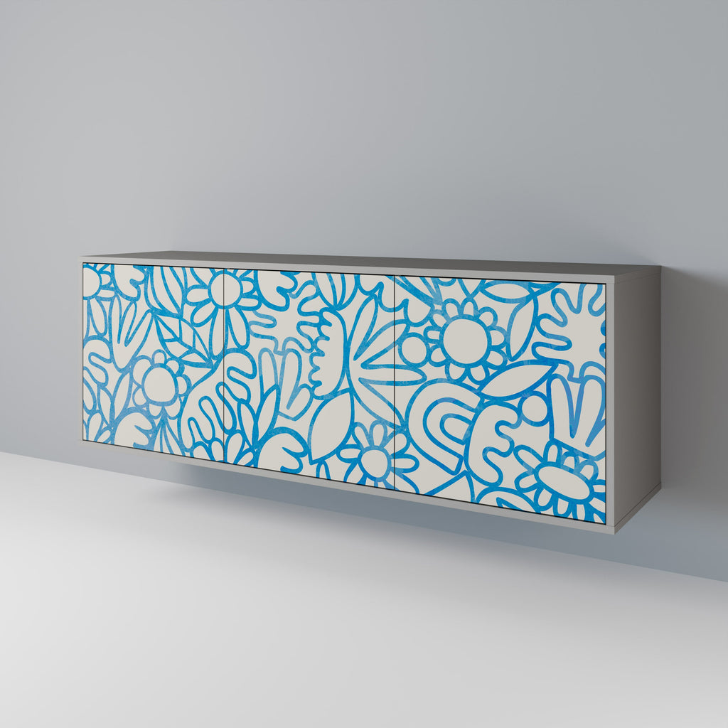 BLOOMY MORNING Aparador de 3 Portas em Acabamento Cinzento