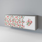 FLOWERS AND STRAWBERRIES Aparador de 3 Portas em Acabamento Cinzento