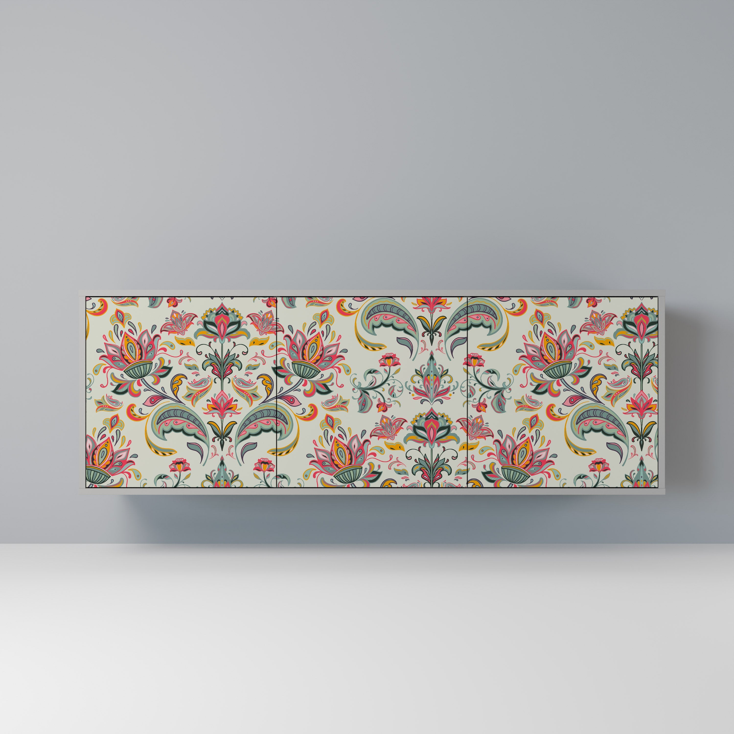 ORGANIC FOLKLORE Aparador de 3 Portas em Acabamento Cinzento