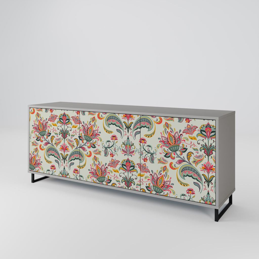 ORGANIC FOLKLORE Aparador de 3 Portas em Acabamento Cinzento