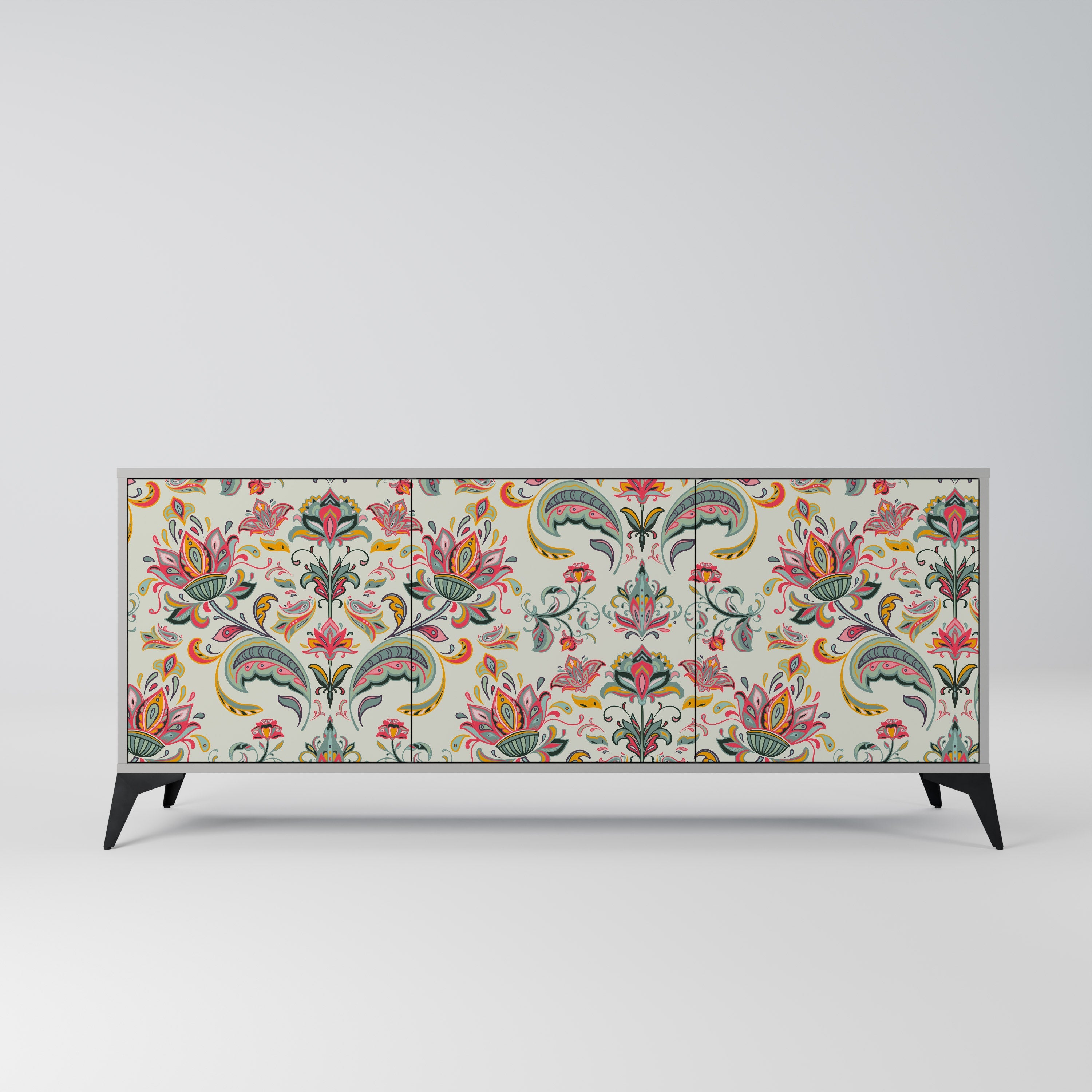 ORGANIC FOLKLORE Aparador de 3 Portas em Acabamento Cinzento