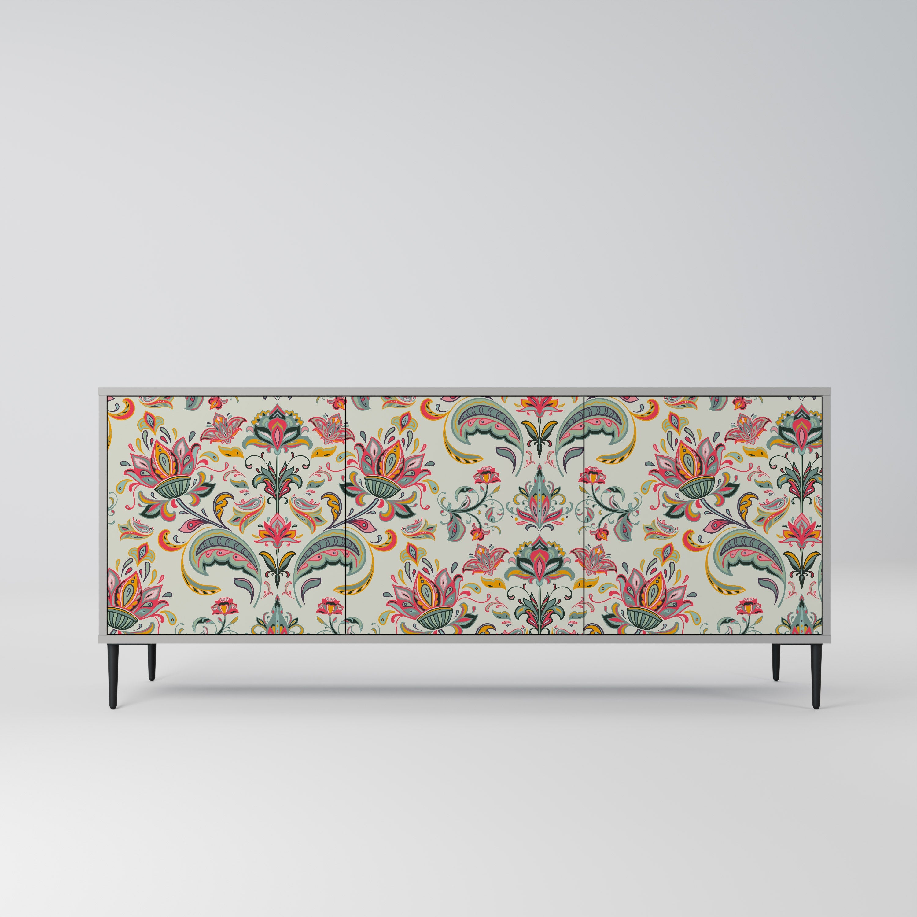 ORGANIC FOLKLORE Aparador de 3 Portas em Acabamento Cinzento