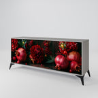 DAHLIAS AND POMEGRANATES 3-Door Sideboard in Grey Finish