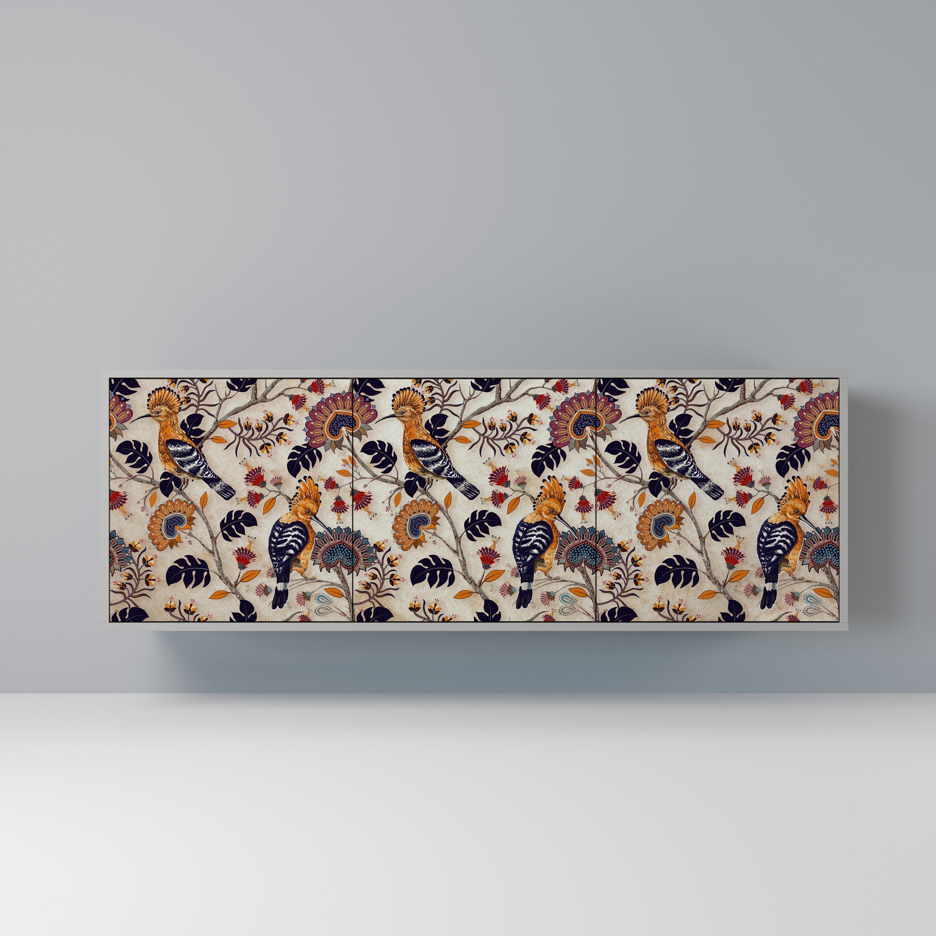 EMINENT HOOPOE Aparador de 3 Portas em Acabamento Cinzento