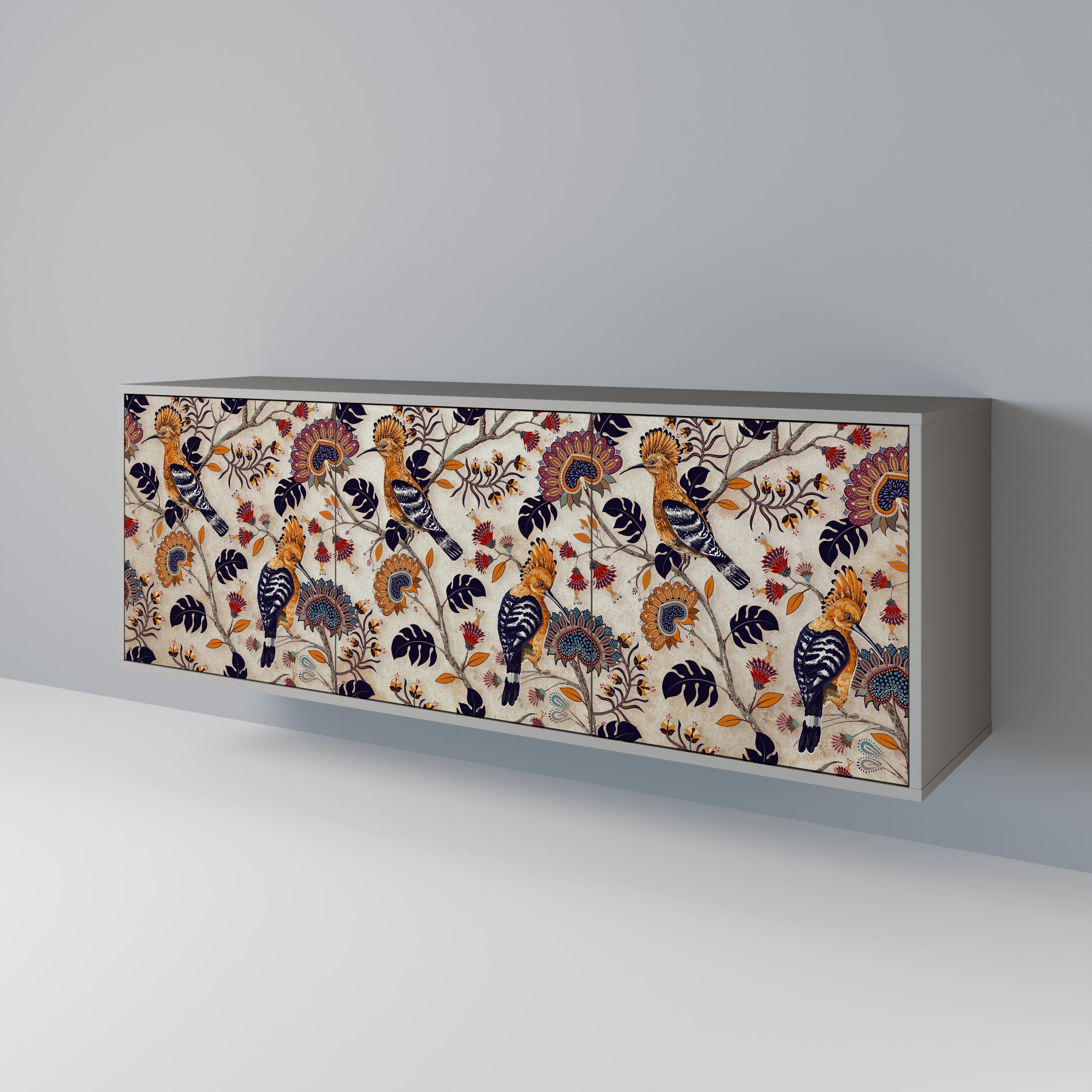 EMINENT HOOPOE Aparador de 3 Portas em Acabamento Cinzento