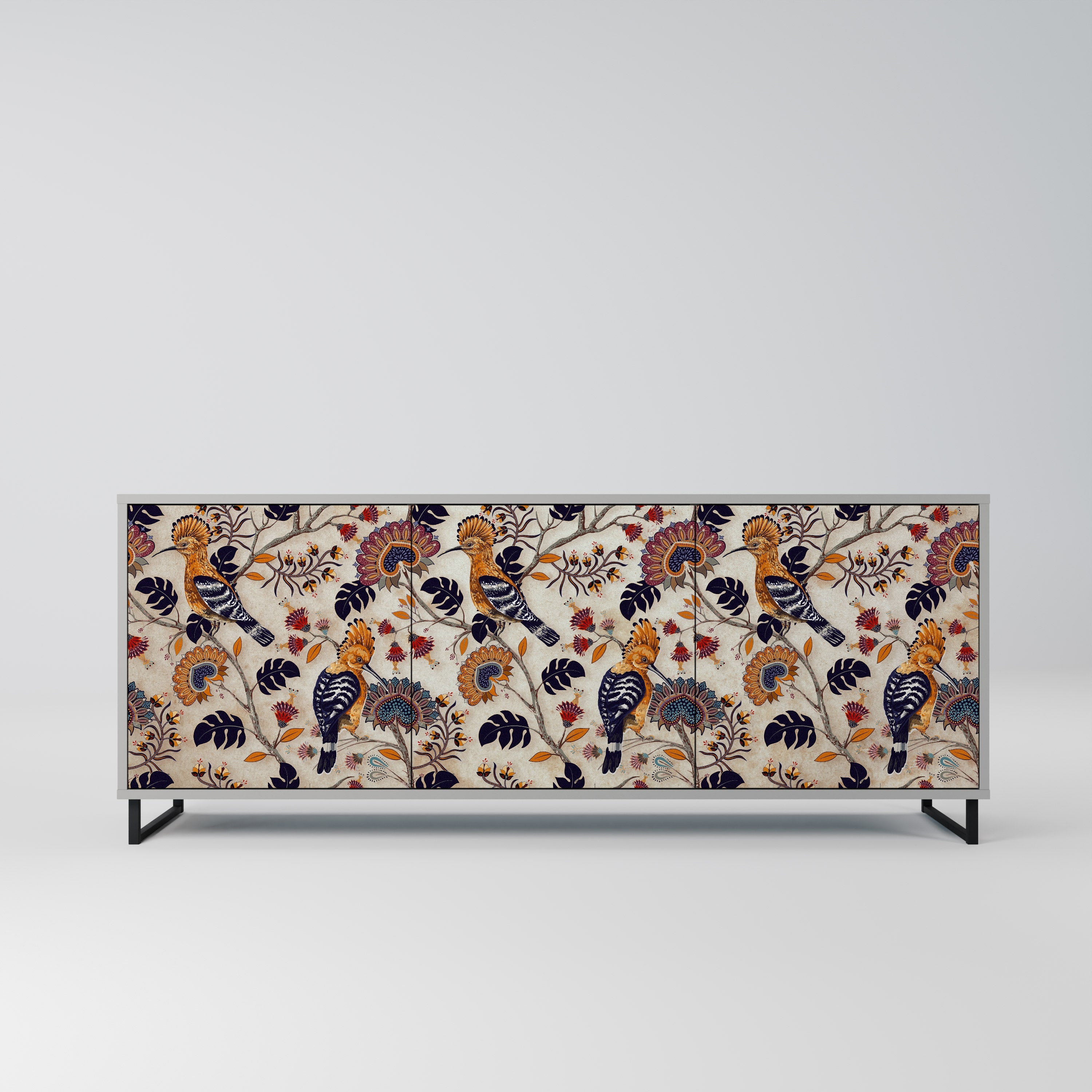 EMINENT HOOPOE Aparador de 3 Portas em Acabamento Cinzento