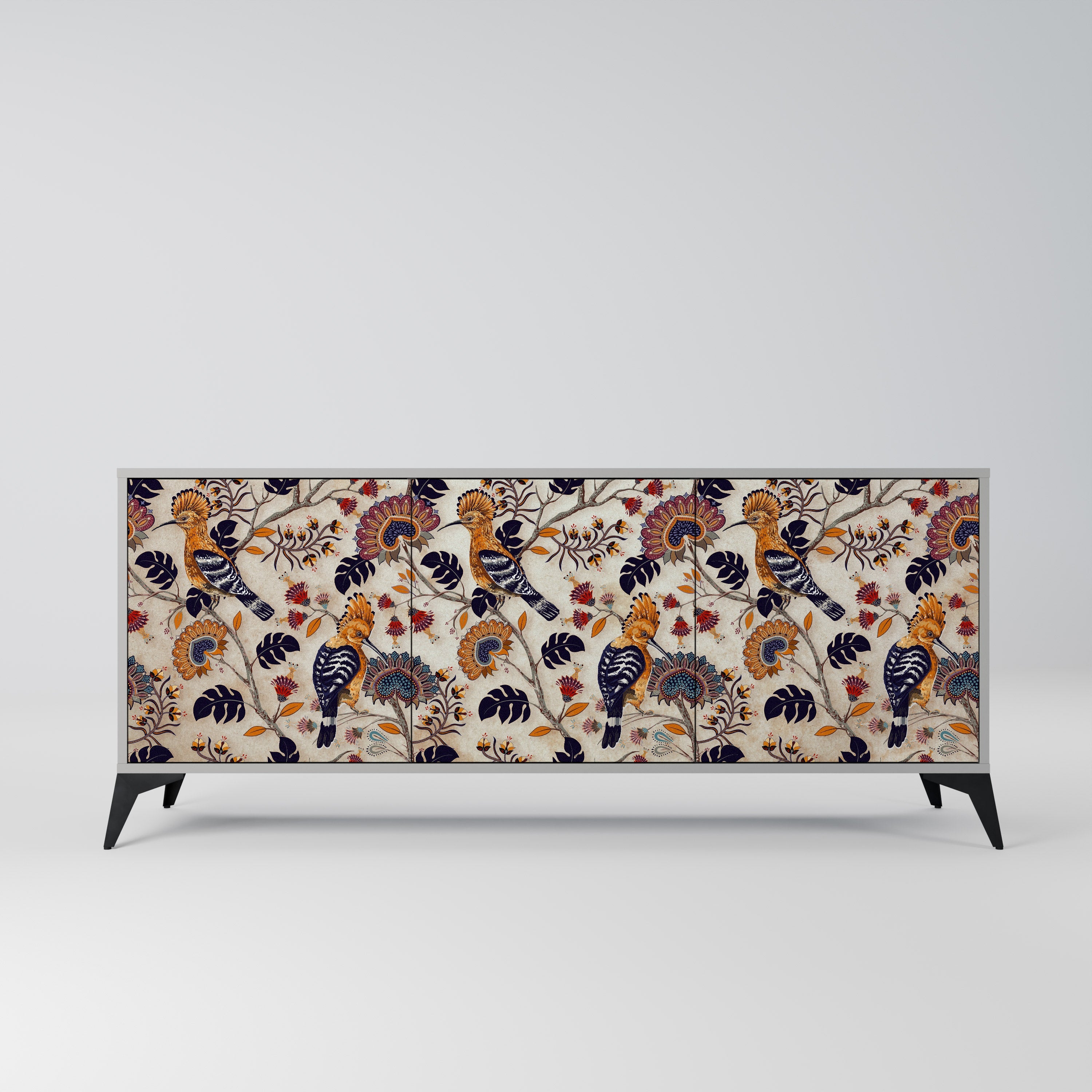 EMINENT HOOPOE Aparador de 3 Portas em Acabamento Cinzento