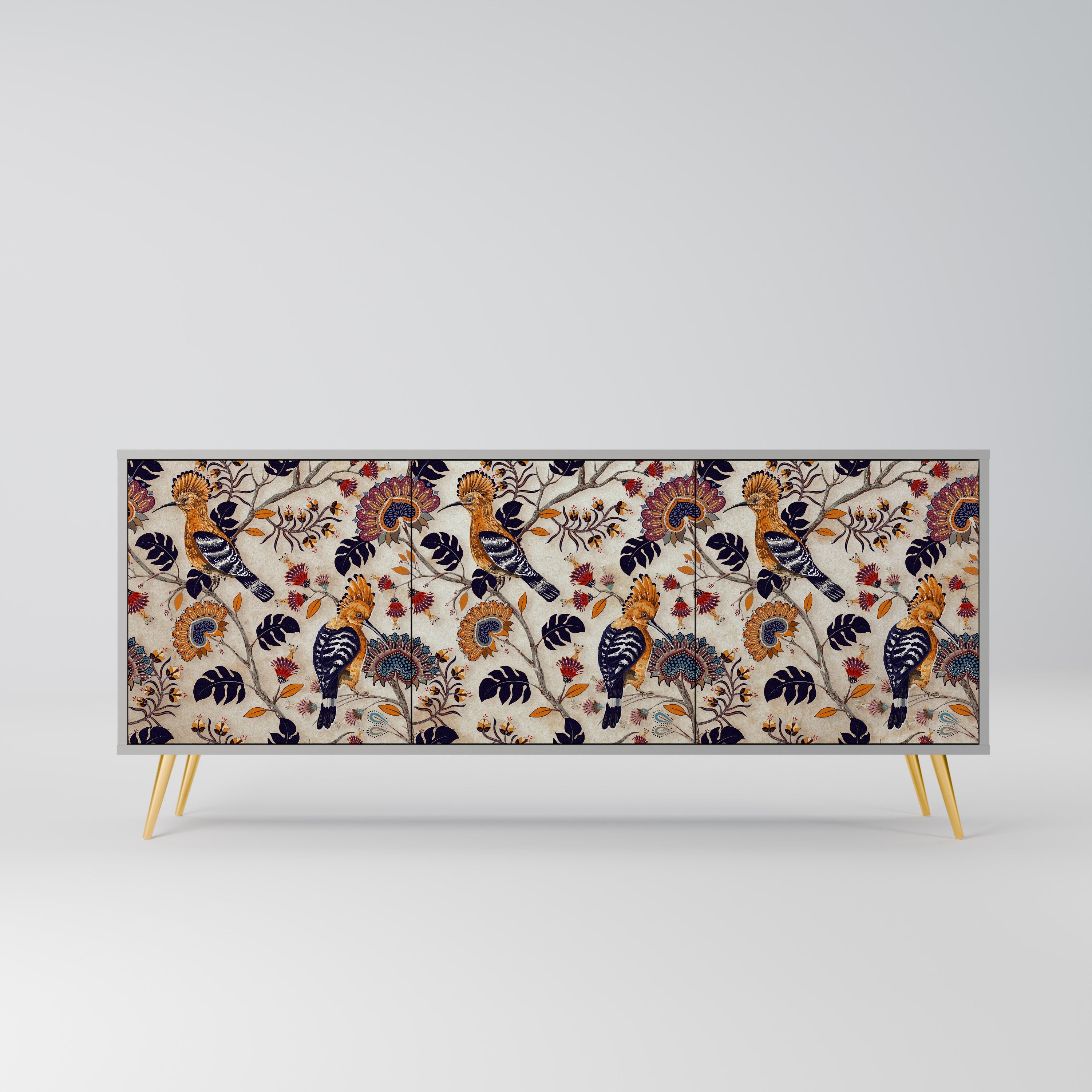 EMINENT HOOPOE Aparador de 3 Portas em Acabamento Cinzento