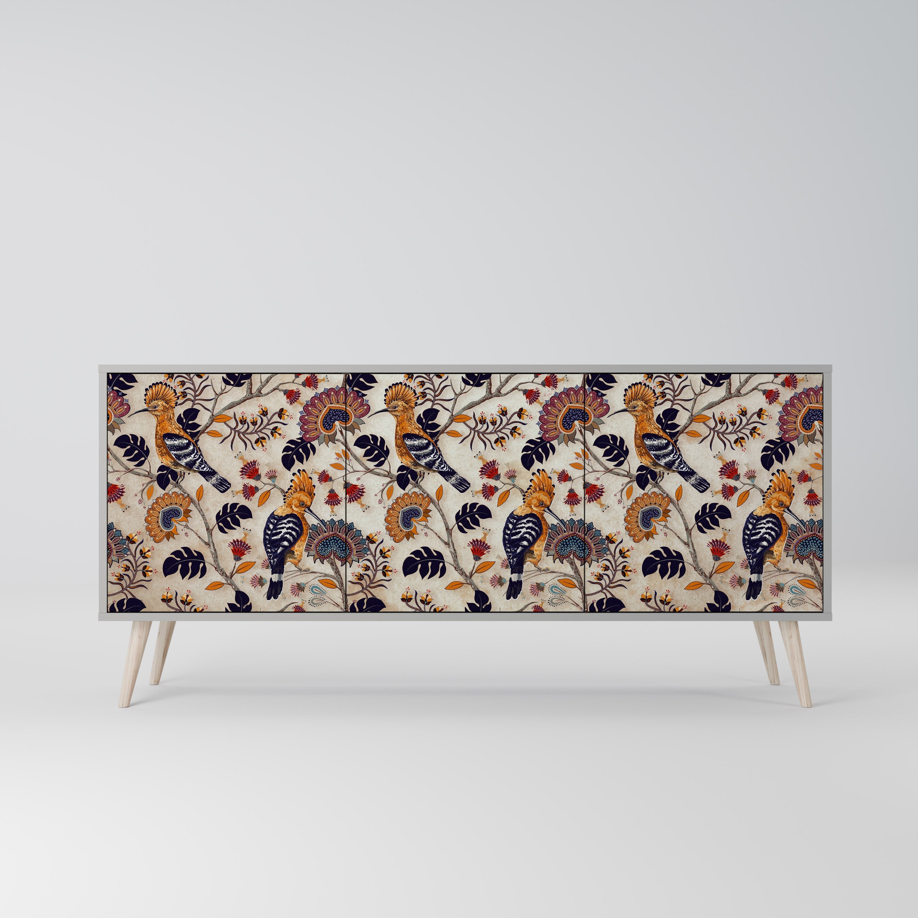 EMINENT HOOPOE Aparador de 3 Portas em Acabamento Cinzento