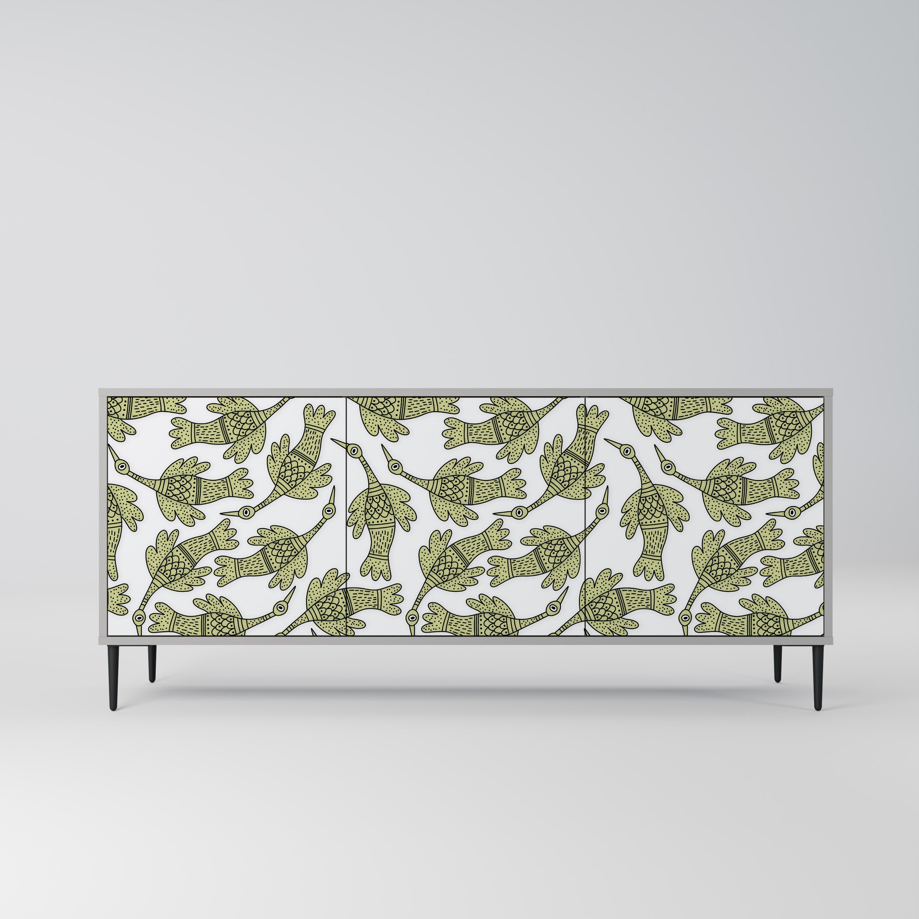 SEEDLING SONGBIRD Aparador de 3 Portas em Acabamento Cinzento