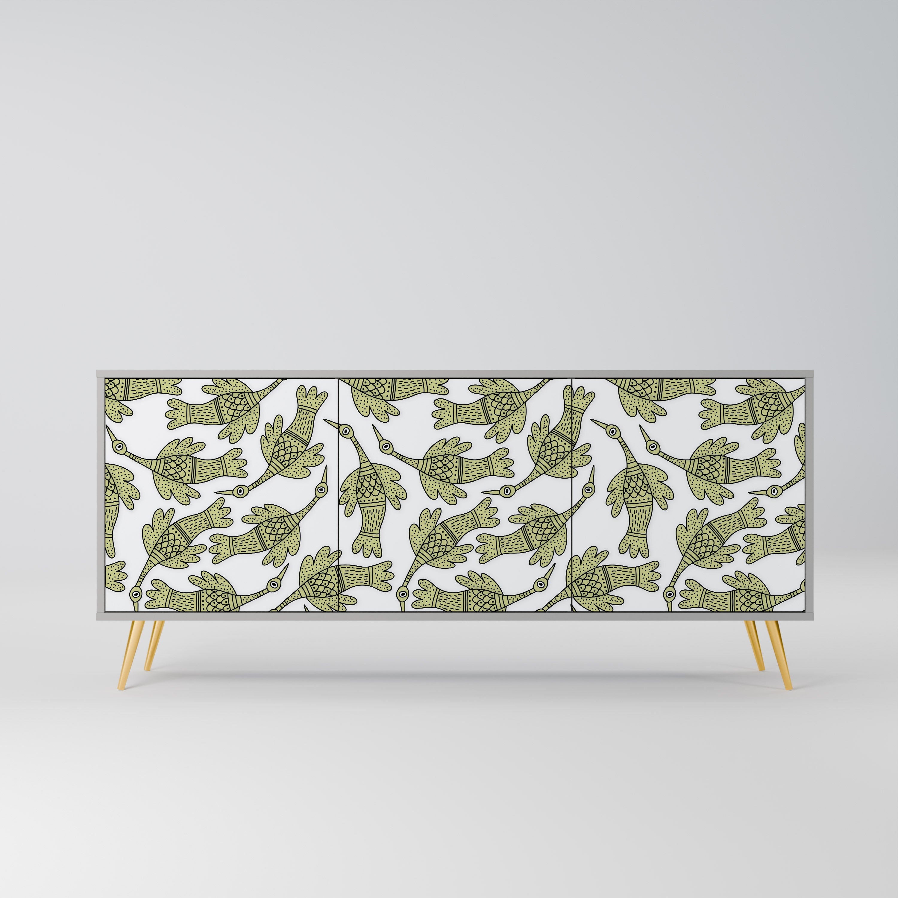 SEEDLING SONGBIRD Aparador de 3 Portas em Acabamento Cinzento