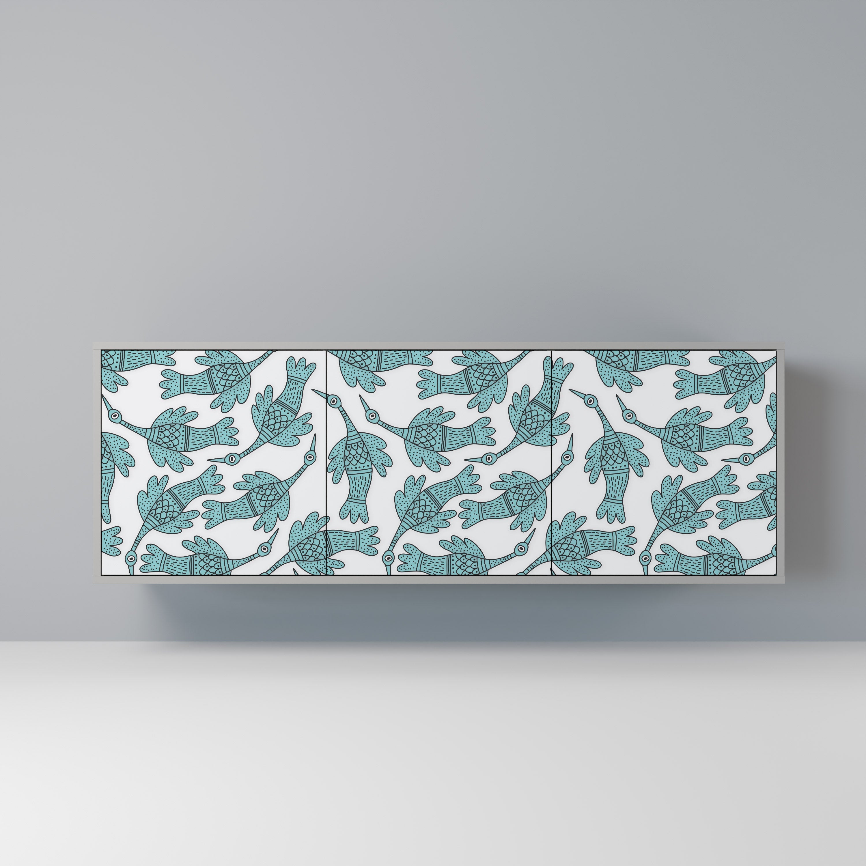 WATERSPOUT SONGIBIRD Aparador de 3 Portas em Acabamento Cinzento