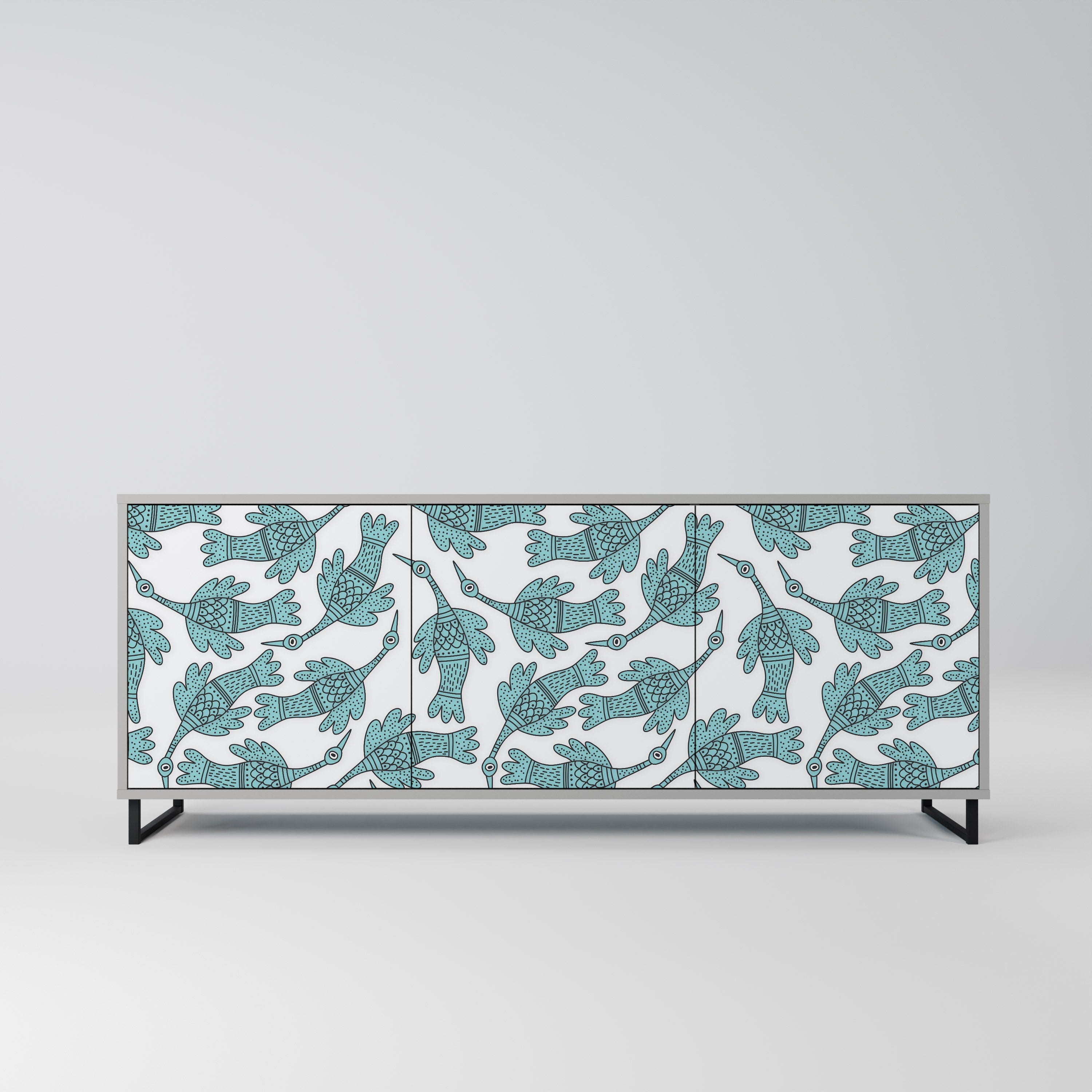 WATERSPOUT SONGIBIRD Aparador de 3 Portas em Acabamento Cinzento