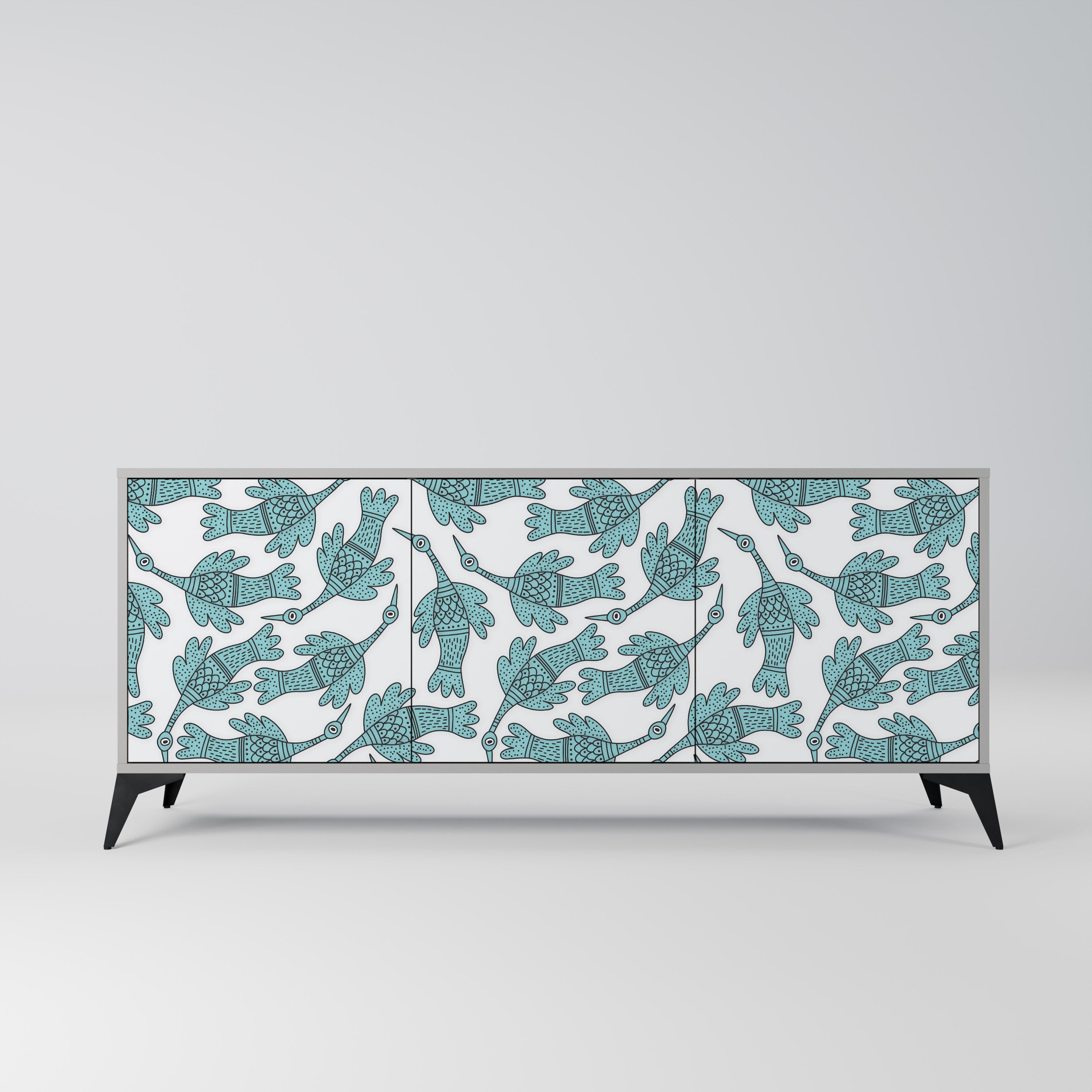 WATERSPOUT SONGIBIRD Aparador de 3 Portas em Acabamento Cinzento