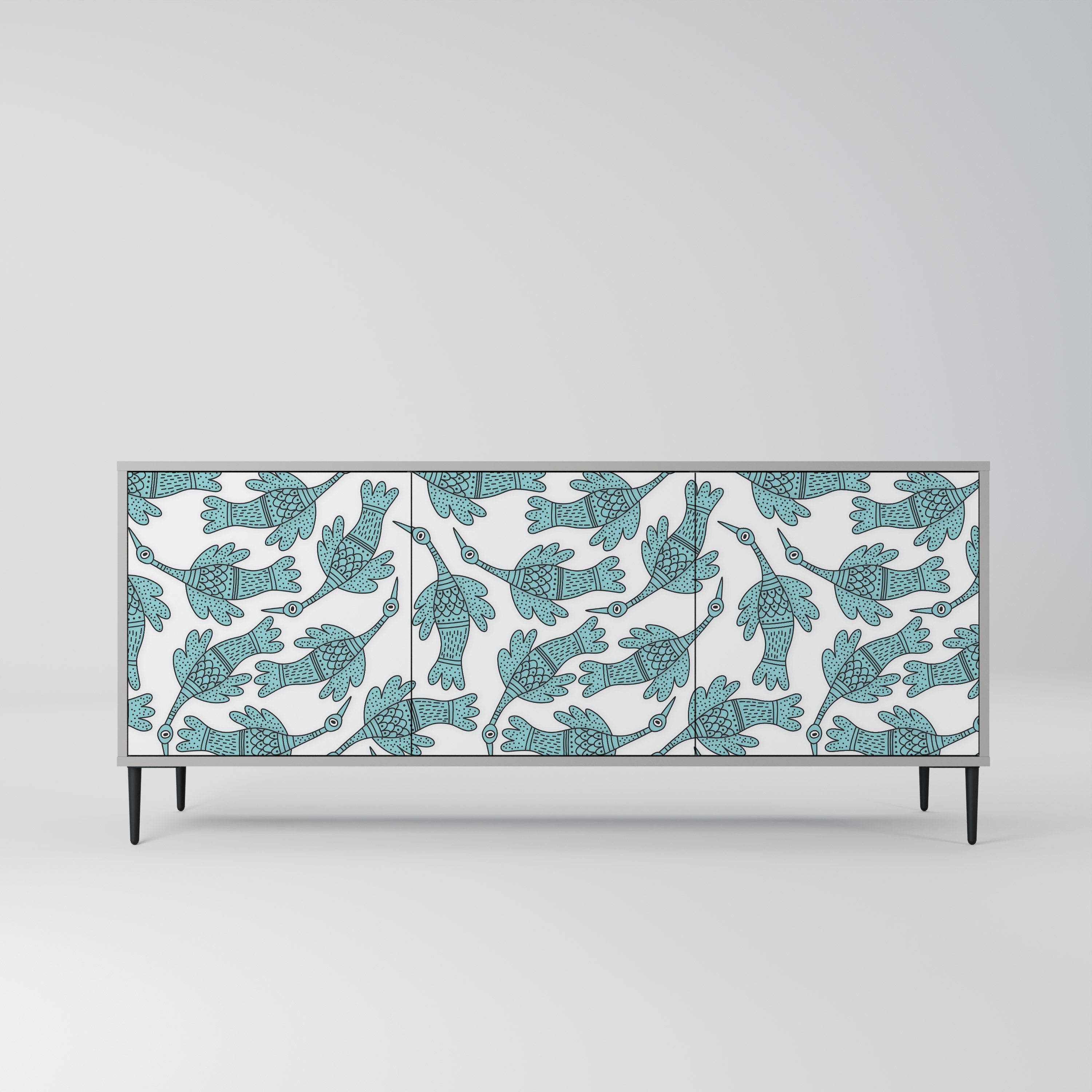 WATERSPOUT SONGIBIRD Aparador de 3 Portas em Acabamento Cinzento