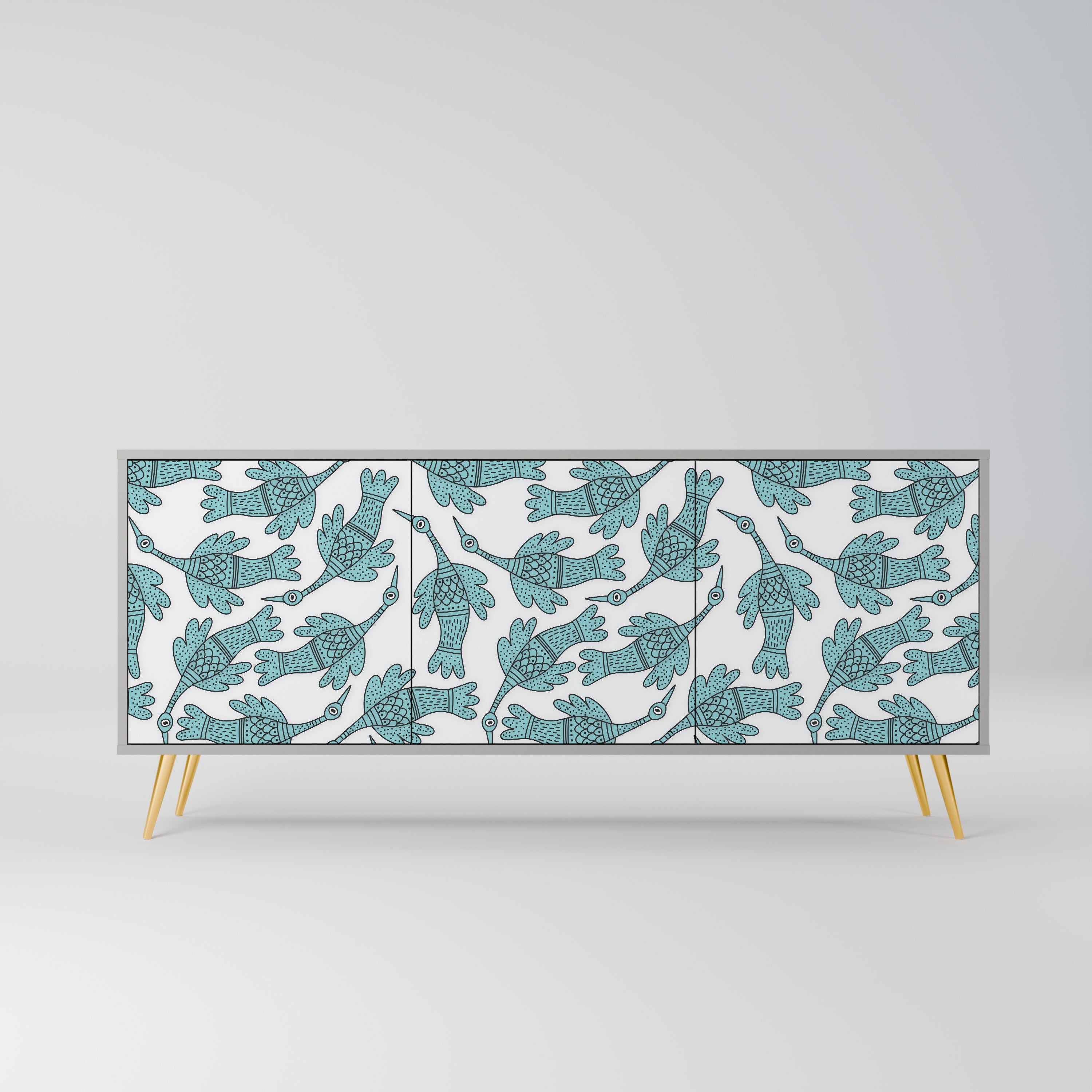 WATERSPOUT SONGIBIRD Aparador de 3 Portas em Acabamento Cinzento